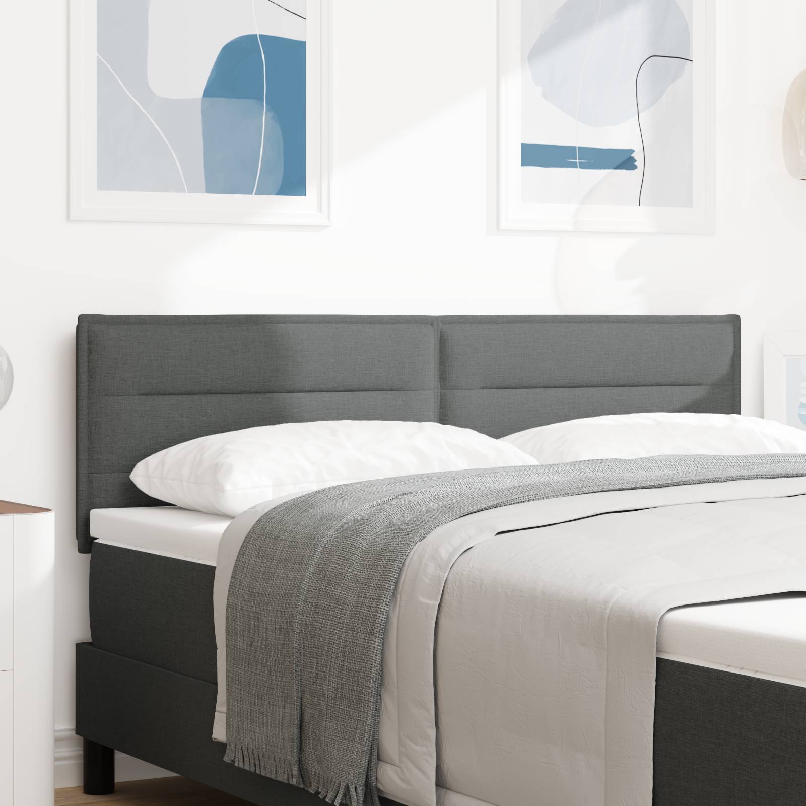 vidaXL Kopfteil Linien-Design Dunkelgrau 160 cm Stoff