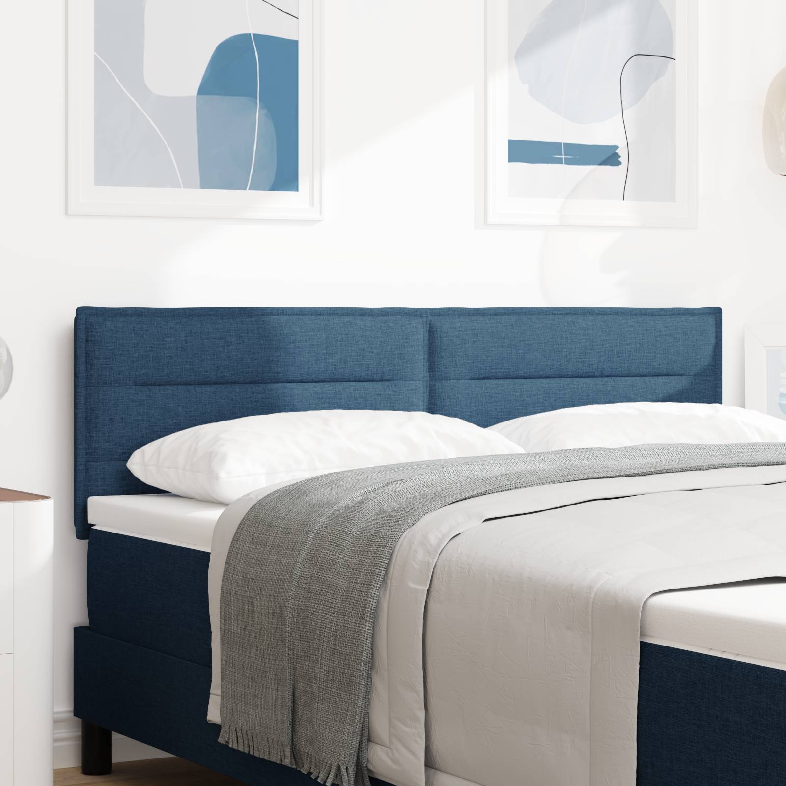 vidaXL Kopfteil Linien-Design Blau 160 cm Stoff