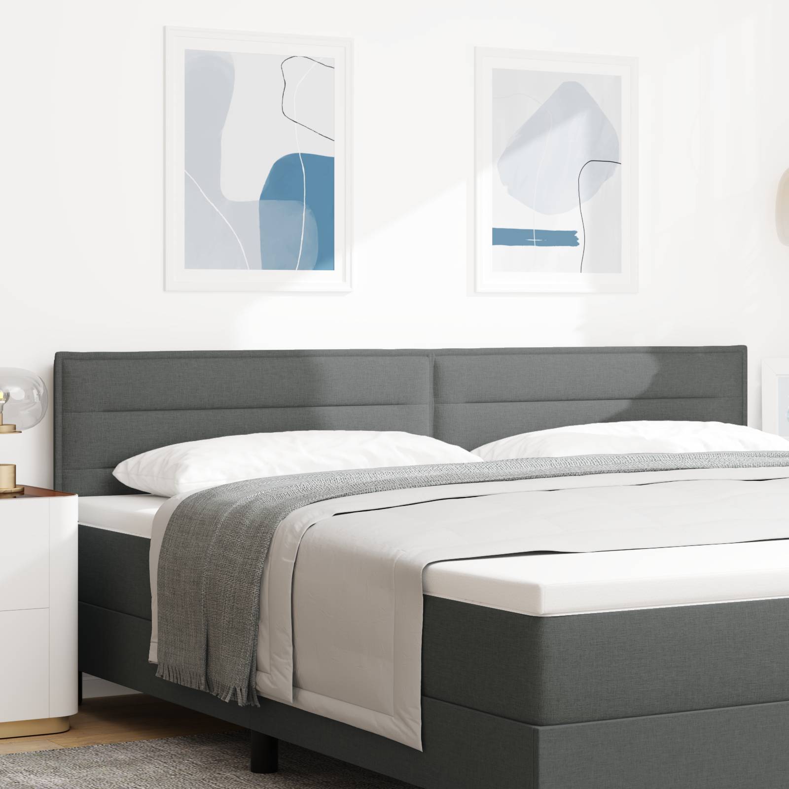 vidaXL Kopfteil Linien-Design Dunkelgrau 200 cm Stoff