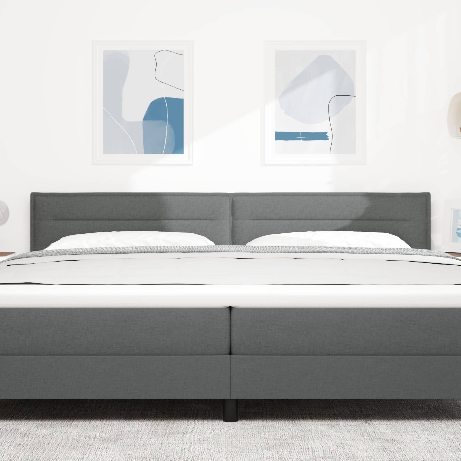 vidaXL Kopfteil Linien-Design Dunkelgrau 200 cm Stoff