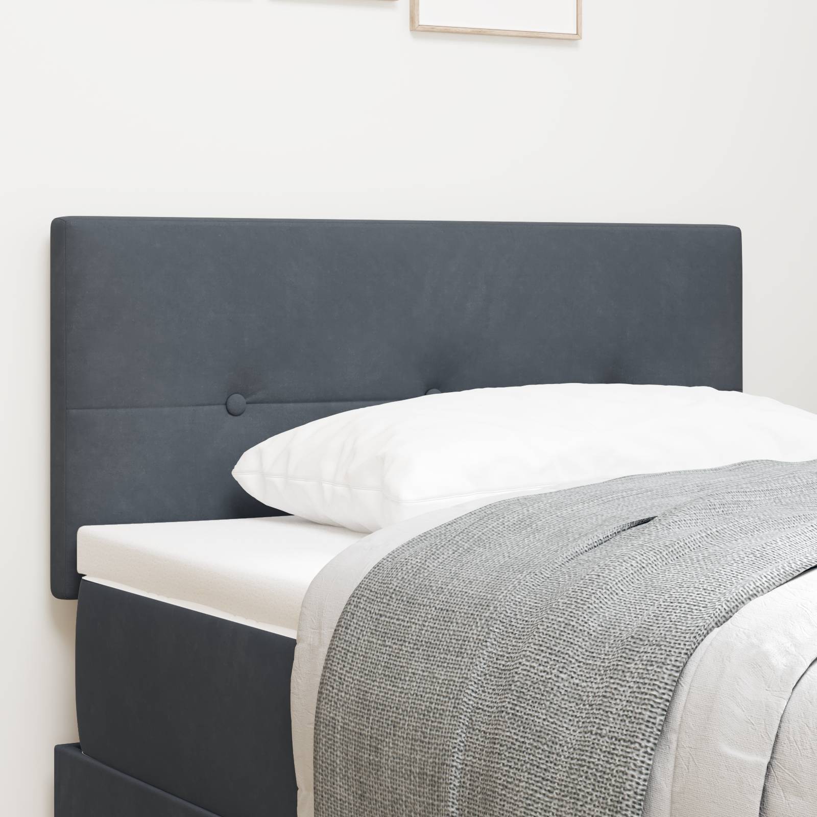 vidaXL LED-Kopfteil mit Knopfheftung Dunkelgrau 90 cm Samt