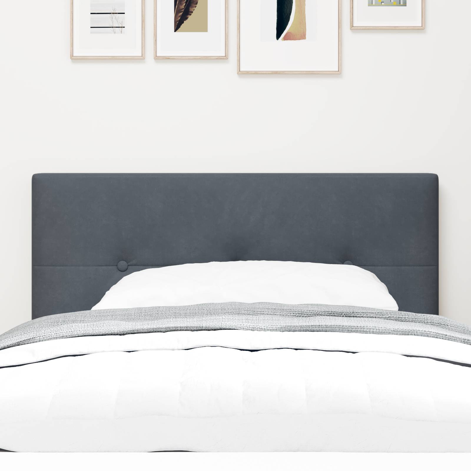 vidaXL LED-Kopfteil mit Knopfheftung Dunkelgrau 90 cm Samt