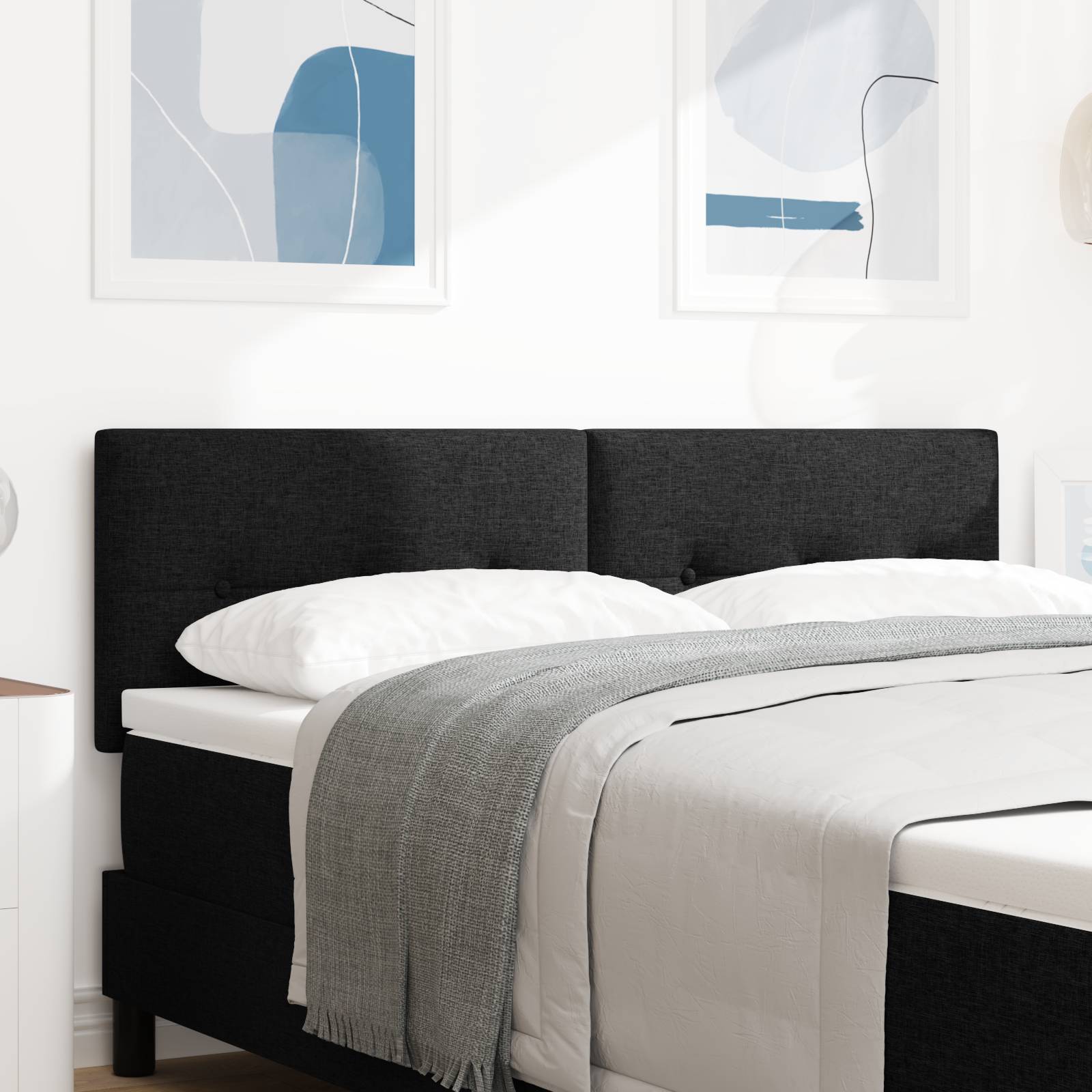 vidaXL Kopfteil mit Knopfheftung Schwarz 160 cm Stoff