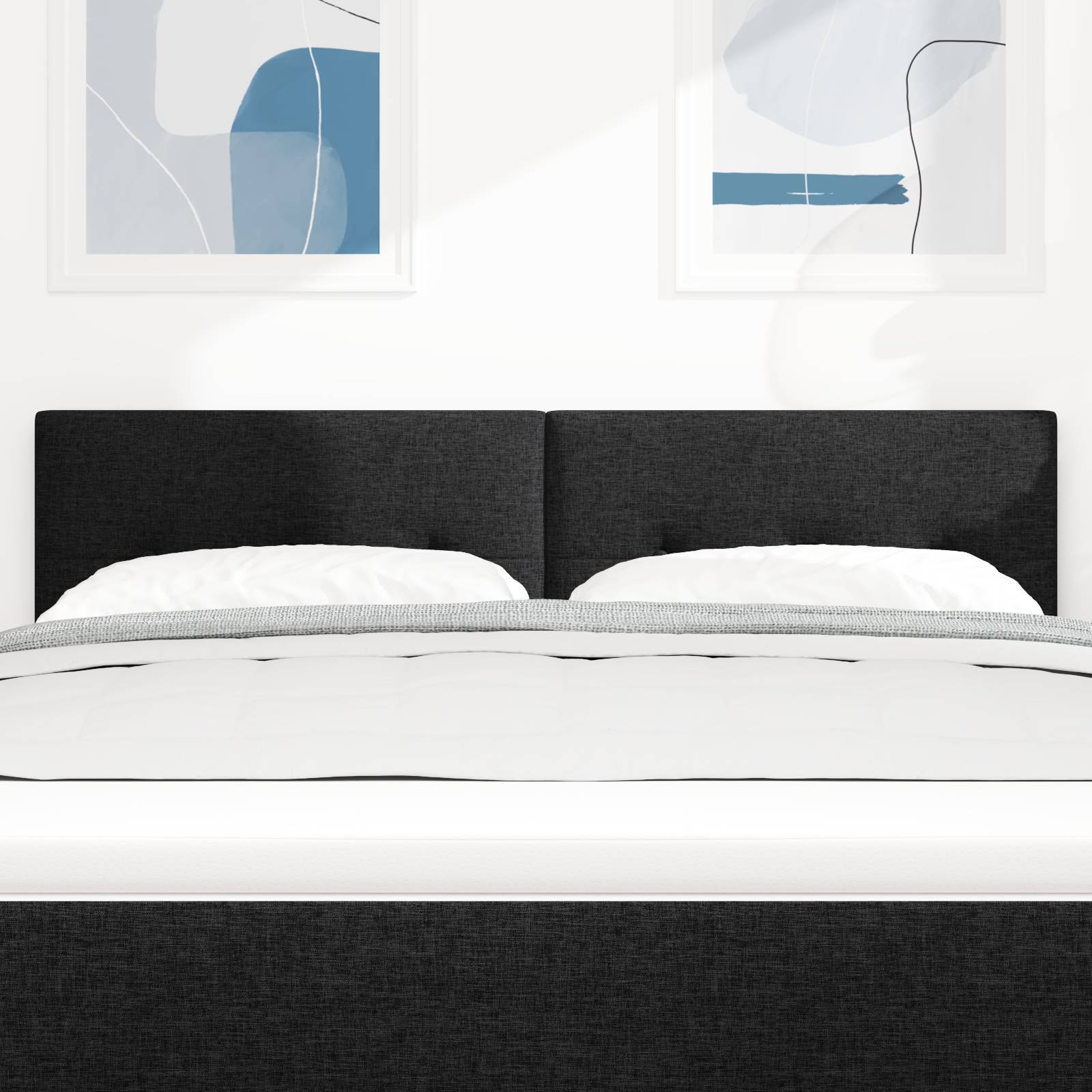vidaXL Kopfteil mit Knopfheftung Schwarz 160 cm Stoff