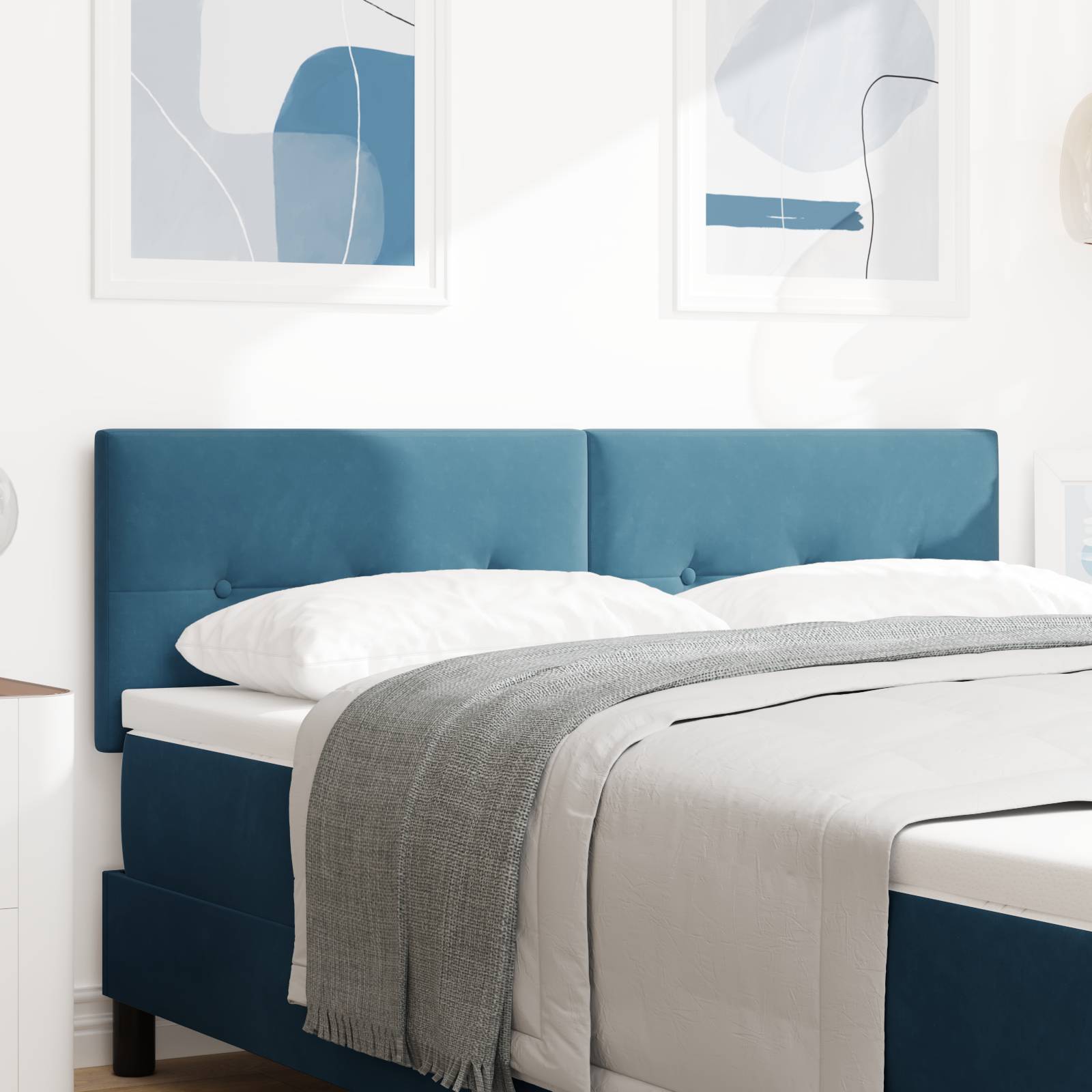 vidaXL LED Kopfteil mit Knopfheftung Dunkelblau 80 cm Samt