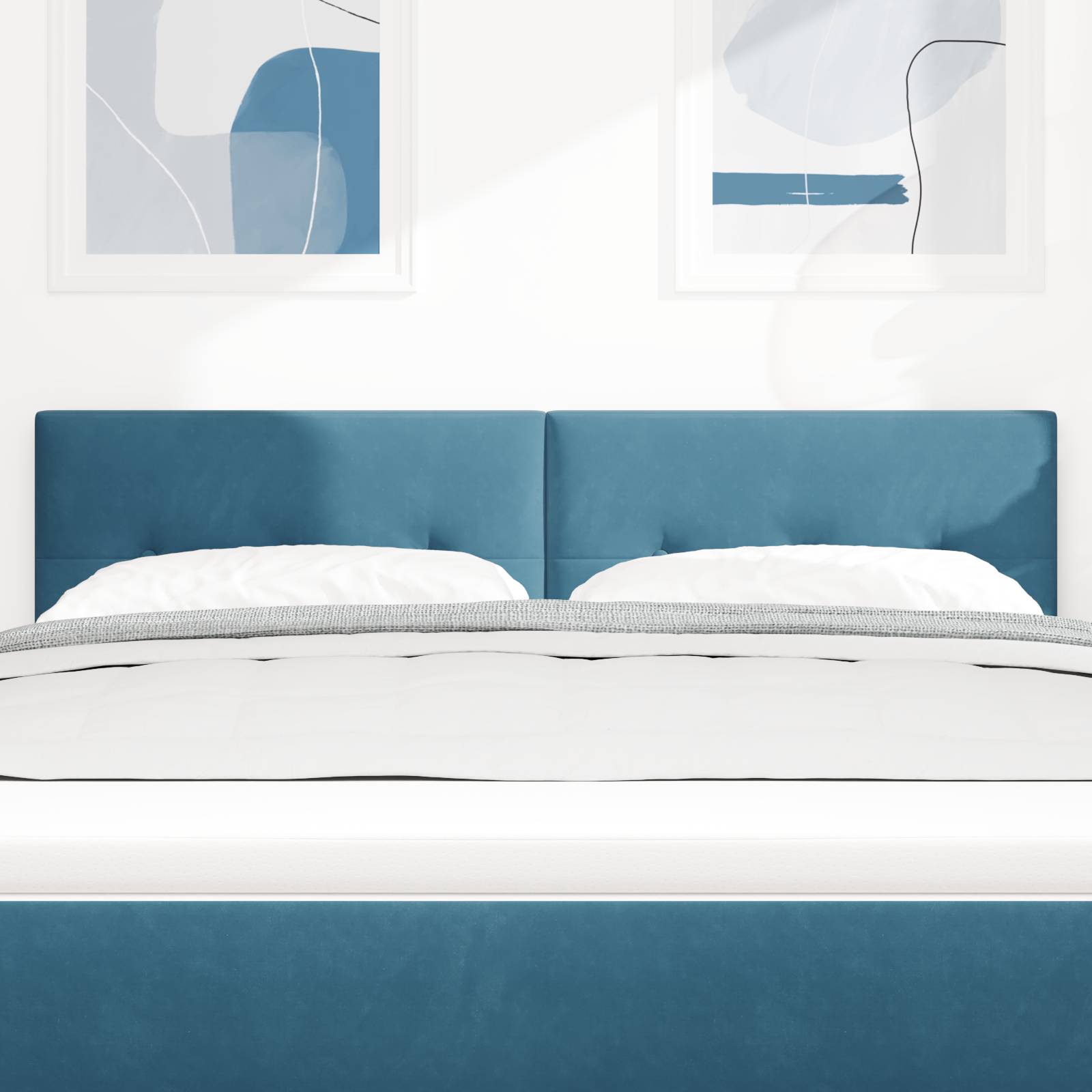 vidaXL LED Kopfteil mit Knopfheftung Dunkelblau 80 cm Samt
