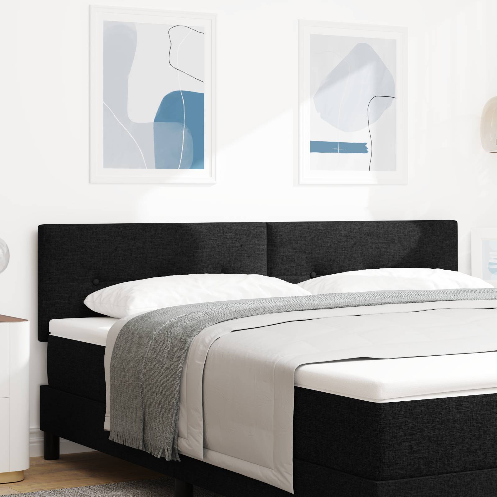 vidaXL Kopfteil mit Knopfheftung Schwarz 180 cm Stoff