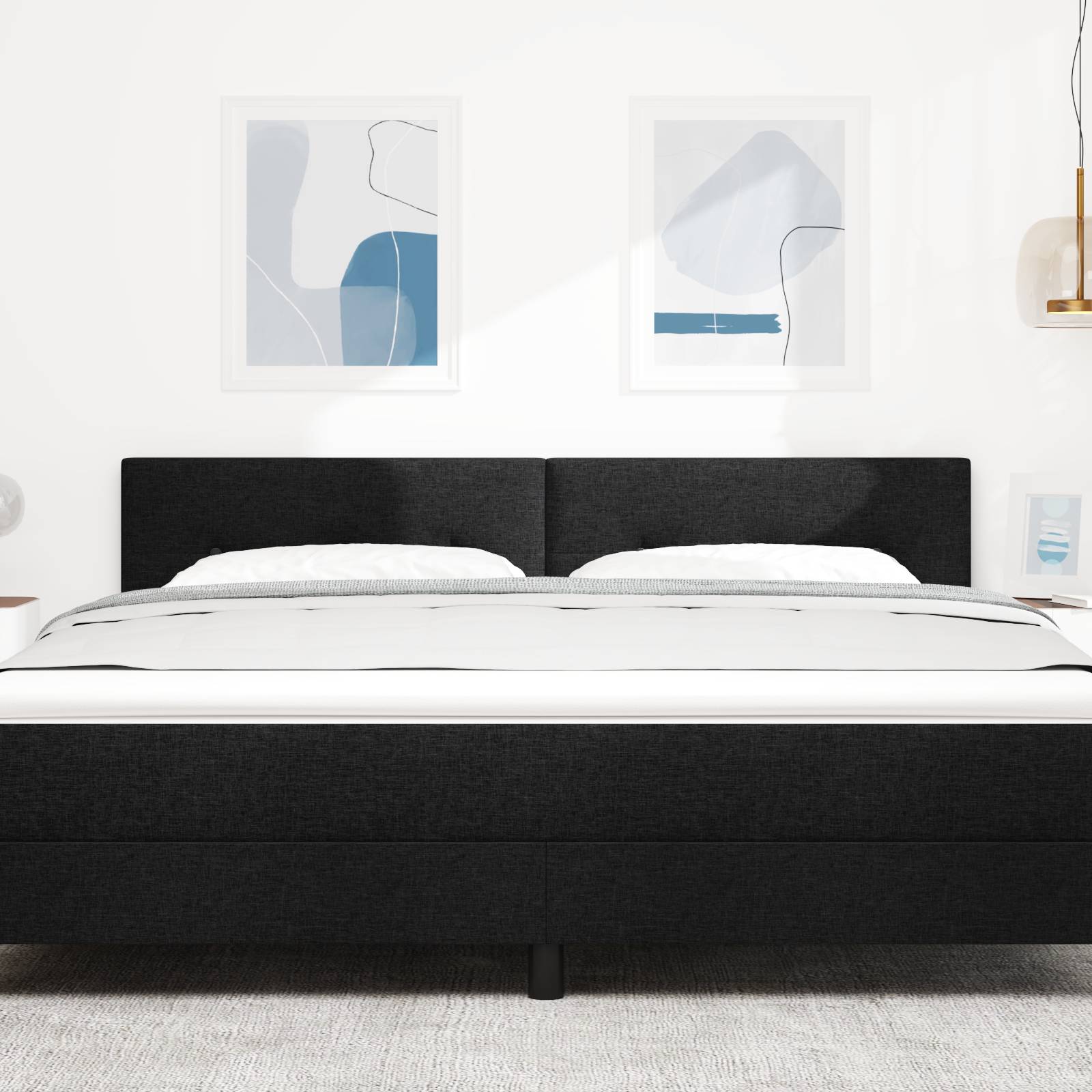 vidaXL Kopfteil mit Knopfheftung Schwarz 180 cm Stoff