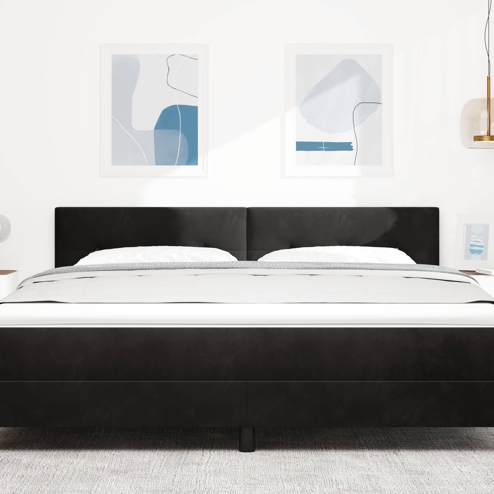 vidaXL LED Kopfteil mit Knopfheftung Schwarz 90 cm Samt