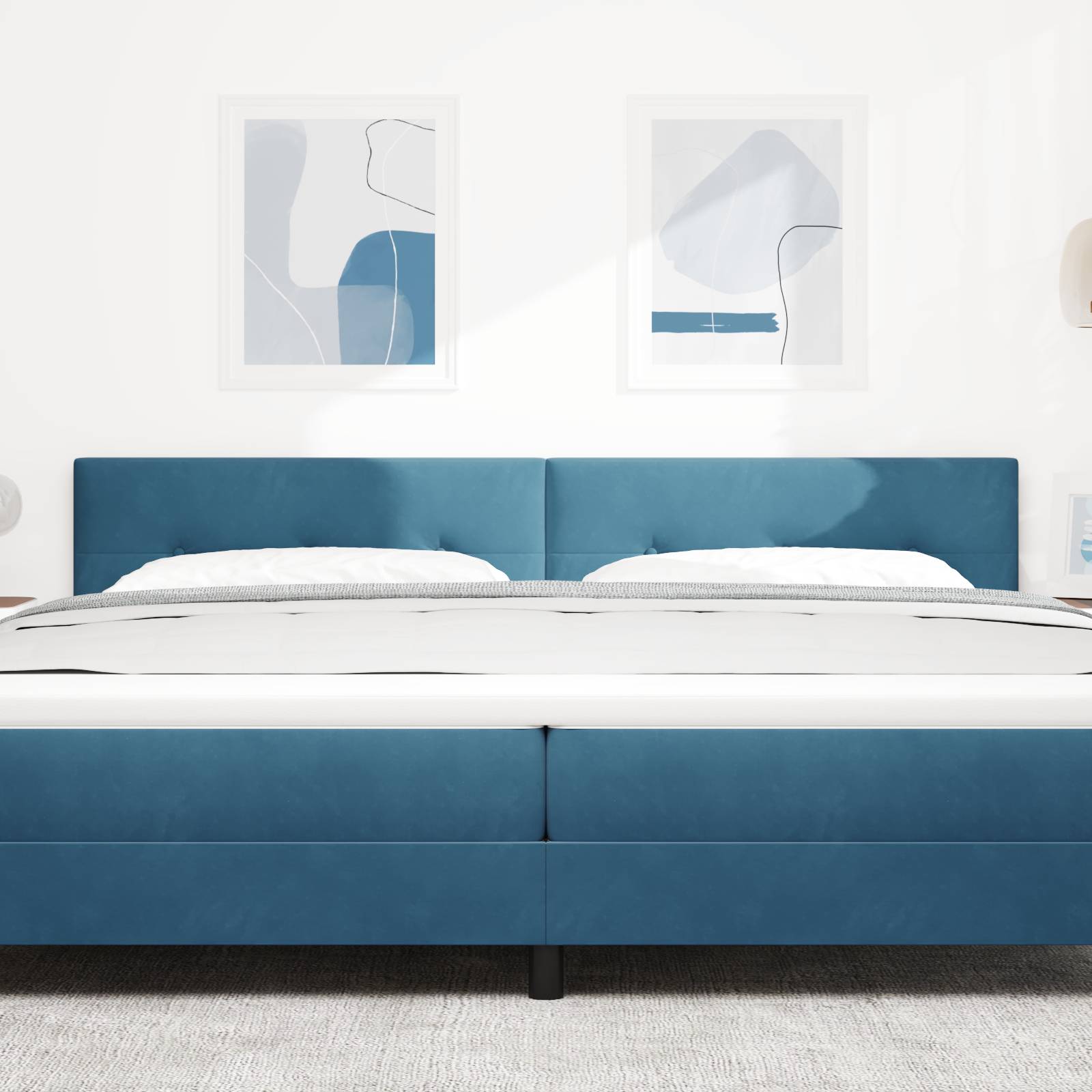 vidaXL LED Kopfteil mit Knopfheftung Dunkelblau 100 cm Samt