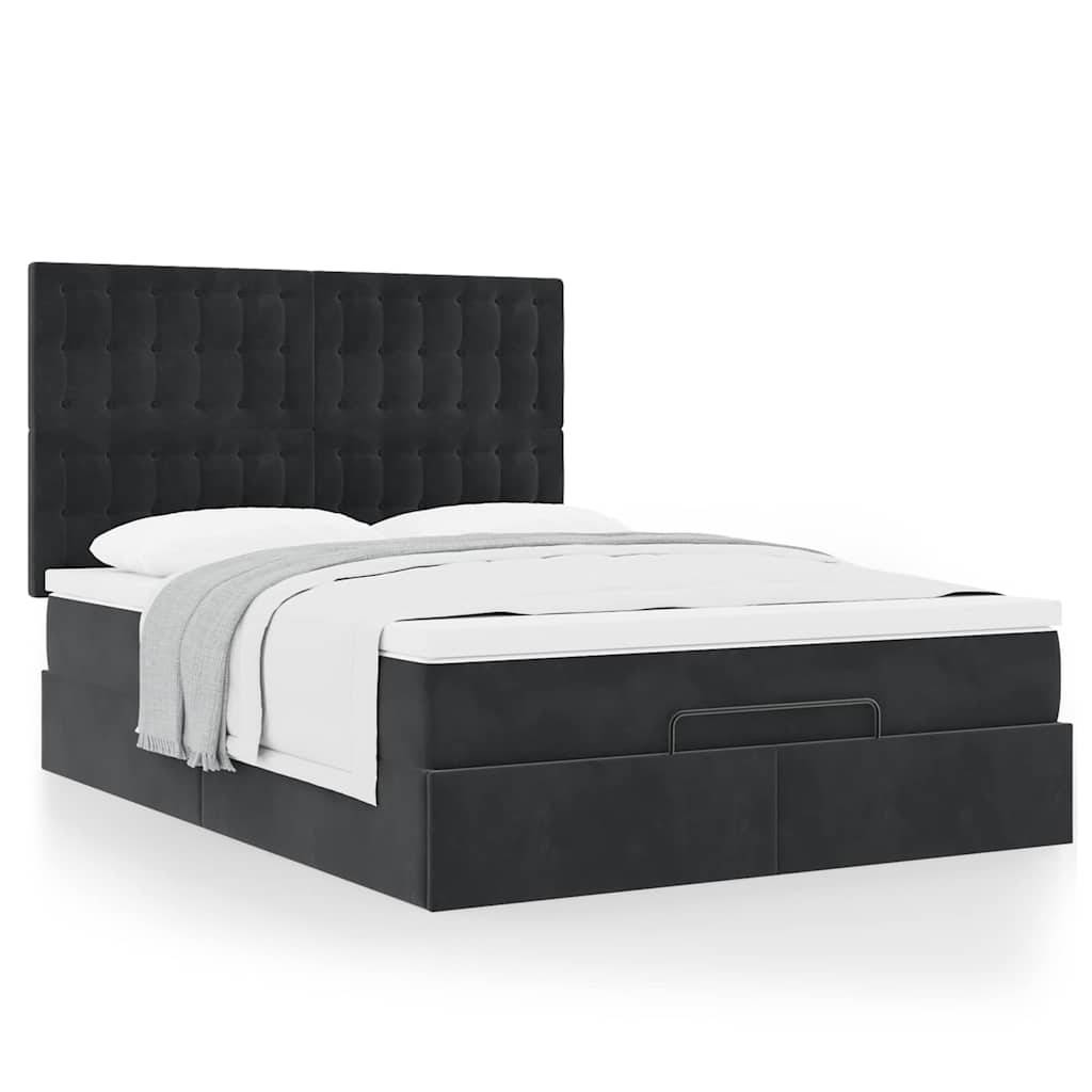 vidaXL Ottoman-Bett mit Matratzen Schwarz 140x200 cm Samt