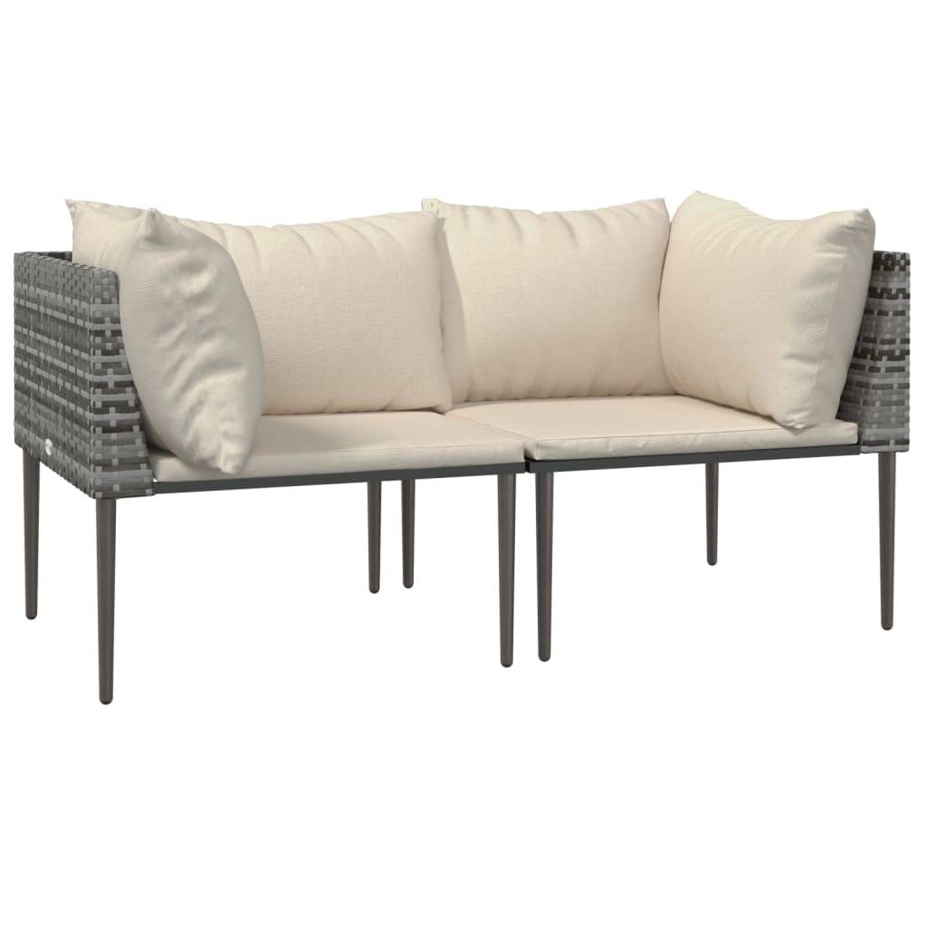vidaXL 3-tlg. Garten-Lounge-Set mit Kissen Grau Poly Rattan