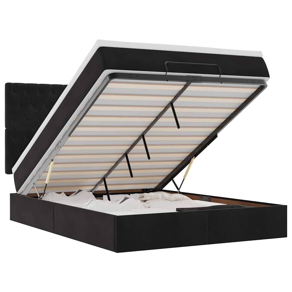 vidaXL Ottoman-Bett mit Matratzen & LEDs Schwarz 140x200 cm Samt