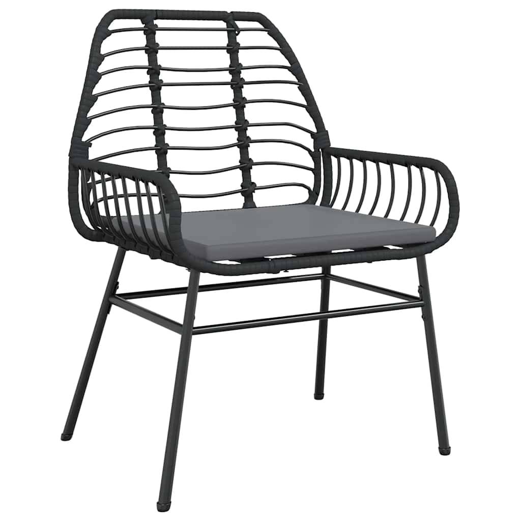 vidaXL 9-tlg. Garten-Essgruppe mit Kissen Schwarz Poly Rattan Glas