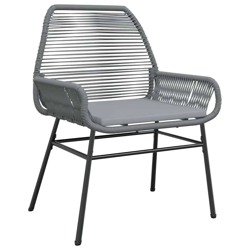 vidaXL 3-tlg. Garten-Essgruppe mit Kissen Grau Poly Rattan Glas