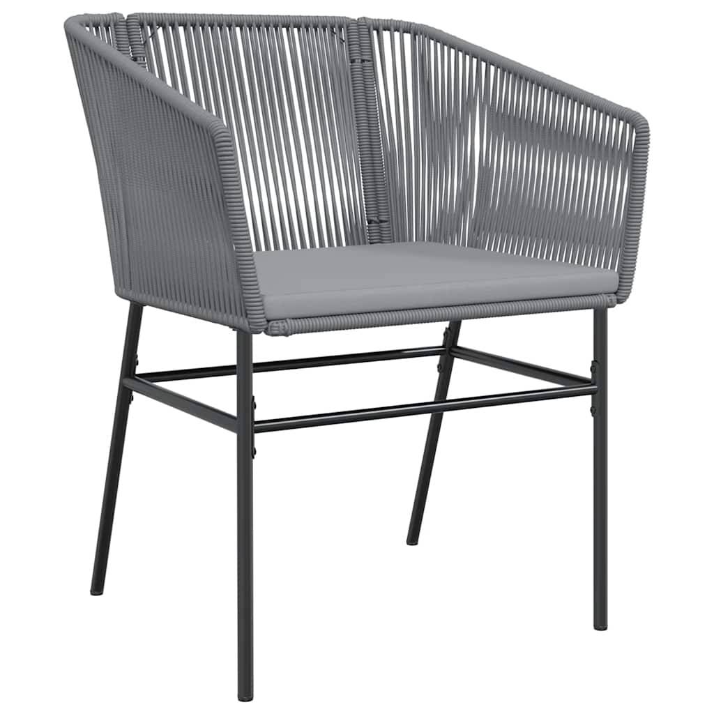 vidaXL 7-tlg. Garten-Essgruppe mit Kissen Grau Poly Rattan Glas