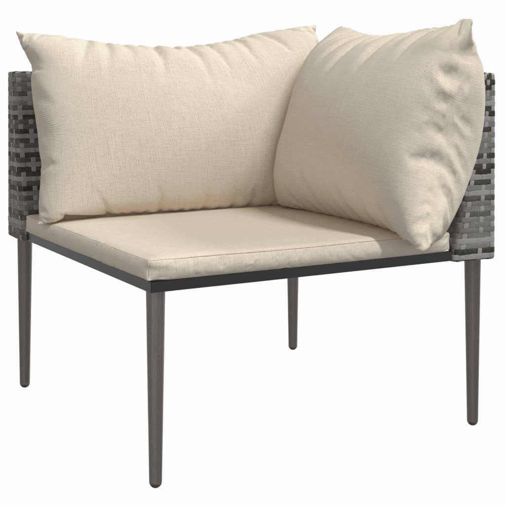 vidaXL 5-tlg. Garten-Lounge-Set mit Kissen Grau Poly Rattan