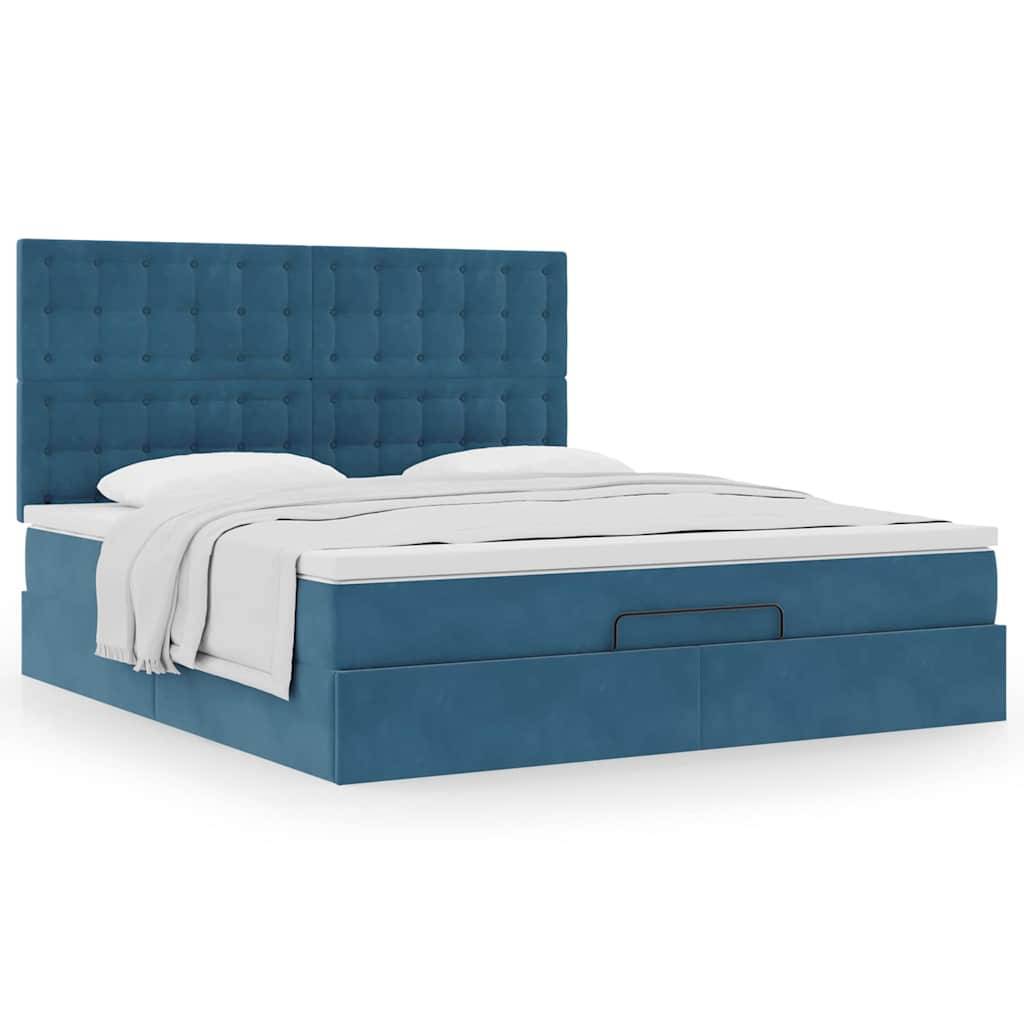 vidaXL Ottoman-Bett mit Matratzen Dunkelblau 160x200 cm Samt