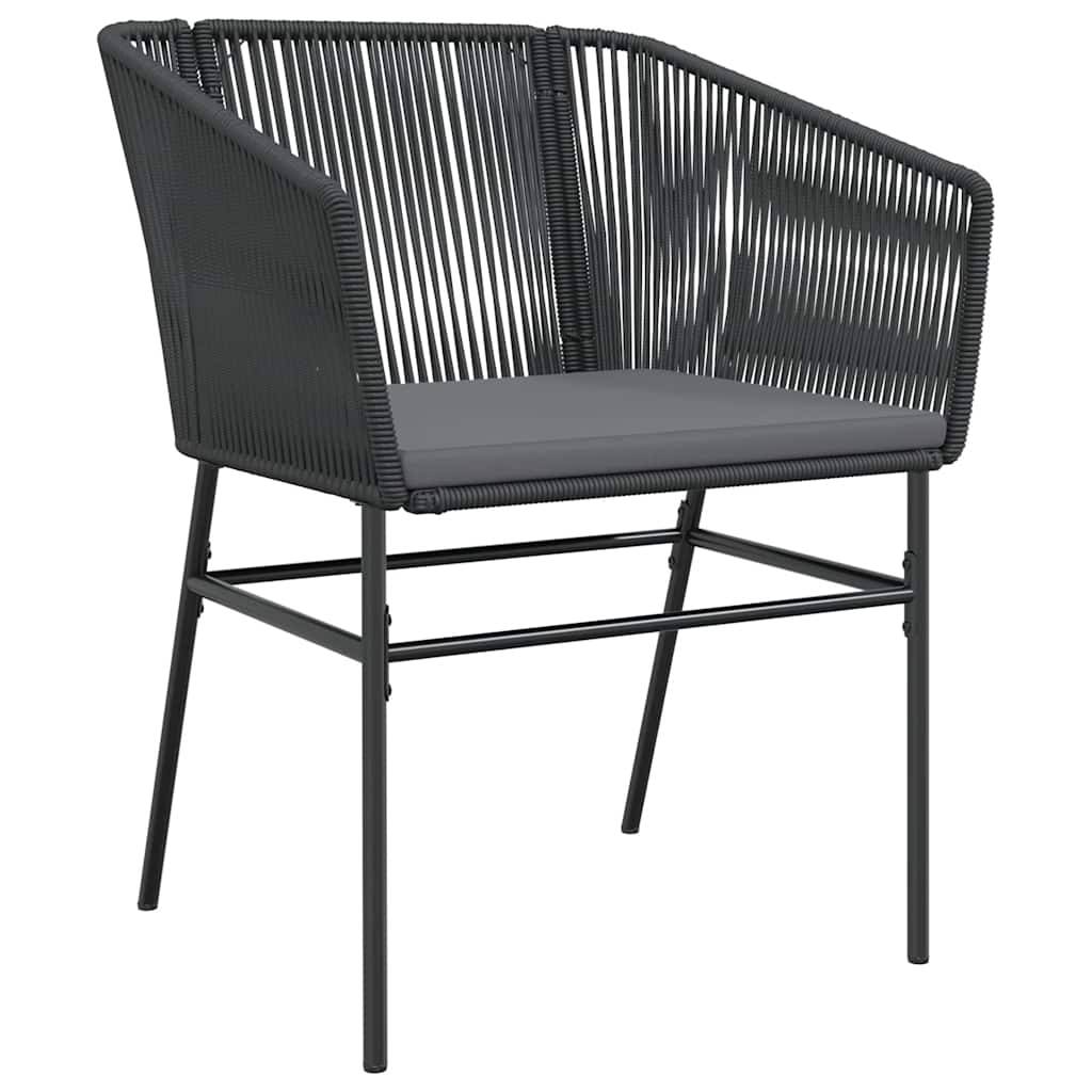 vidaXL 7-tlg. Garten-Essgruppe mit Kissen Schwarz Poly Rattan Glas
