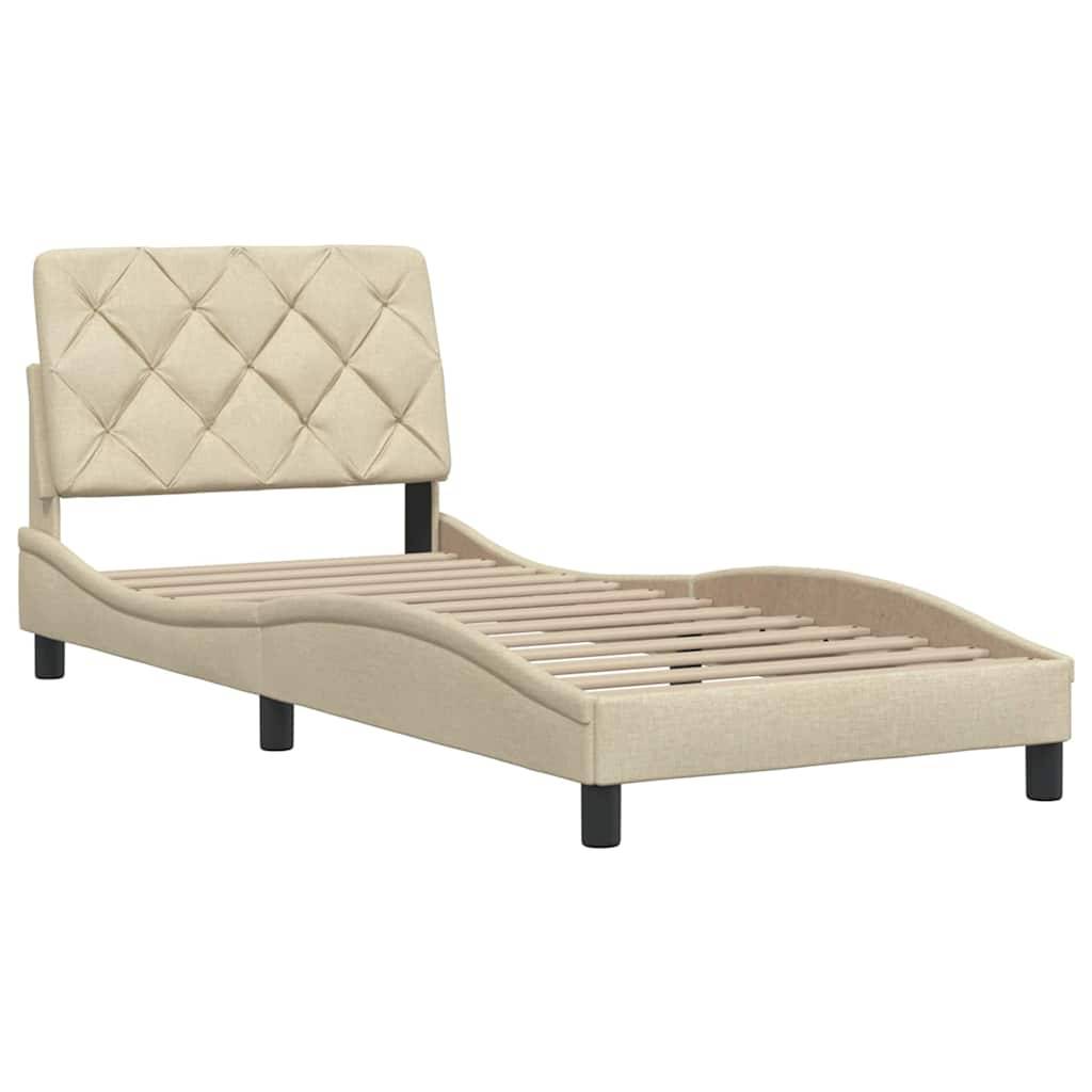 vidaXL Bettgestell ohne Matratze Creme 90x190 cm Stoff