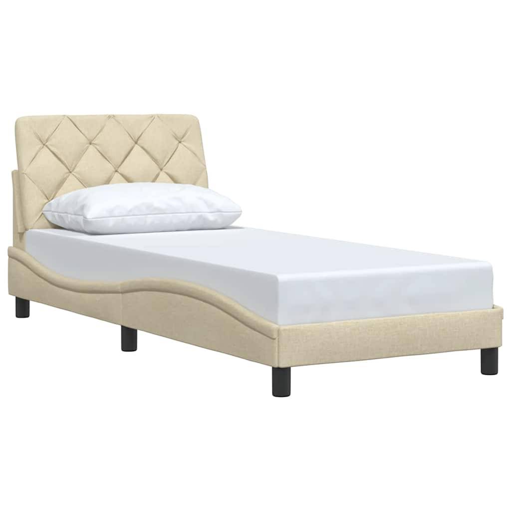 vidaXL Bettgestell ohne Matratze Creme 90x190 cm Stoff