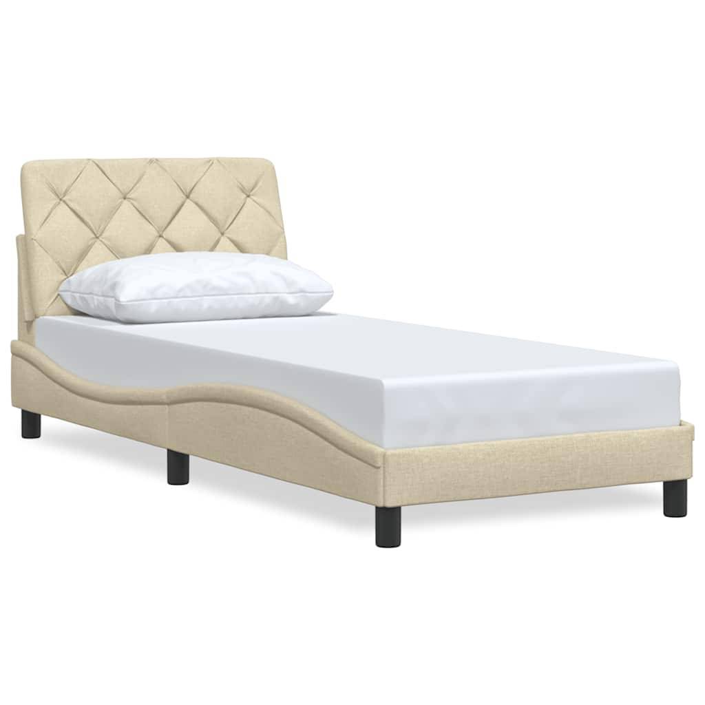 vidaXL Bettgestell ohne Matratze Creme 90x190 cm Stoff
