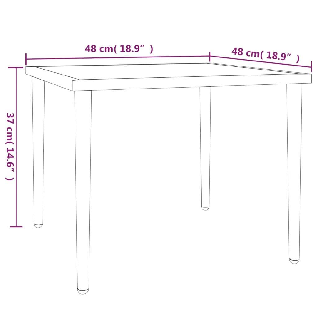 vidaXL Gartentisch Grau 48x48x37 cm Stahl