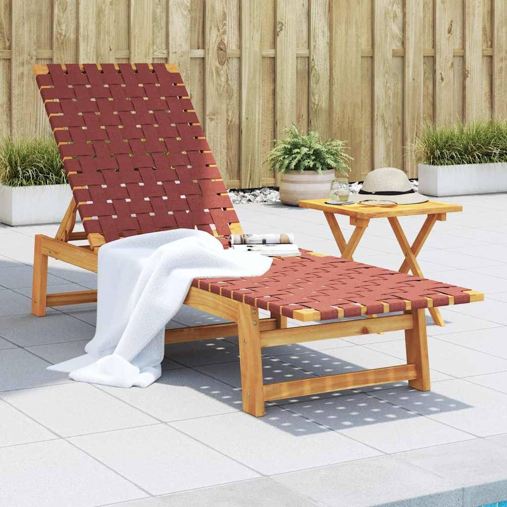 vidaXL Sonnenliege Rot Massivholz Akazie und Stoff