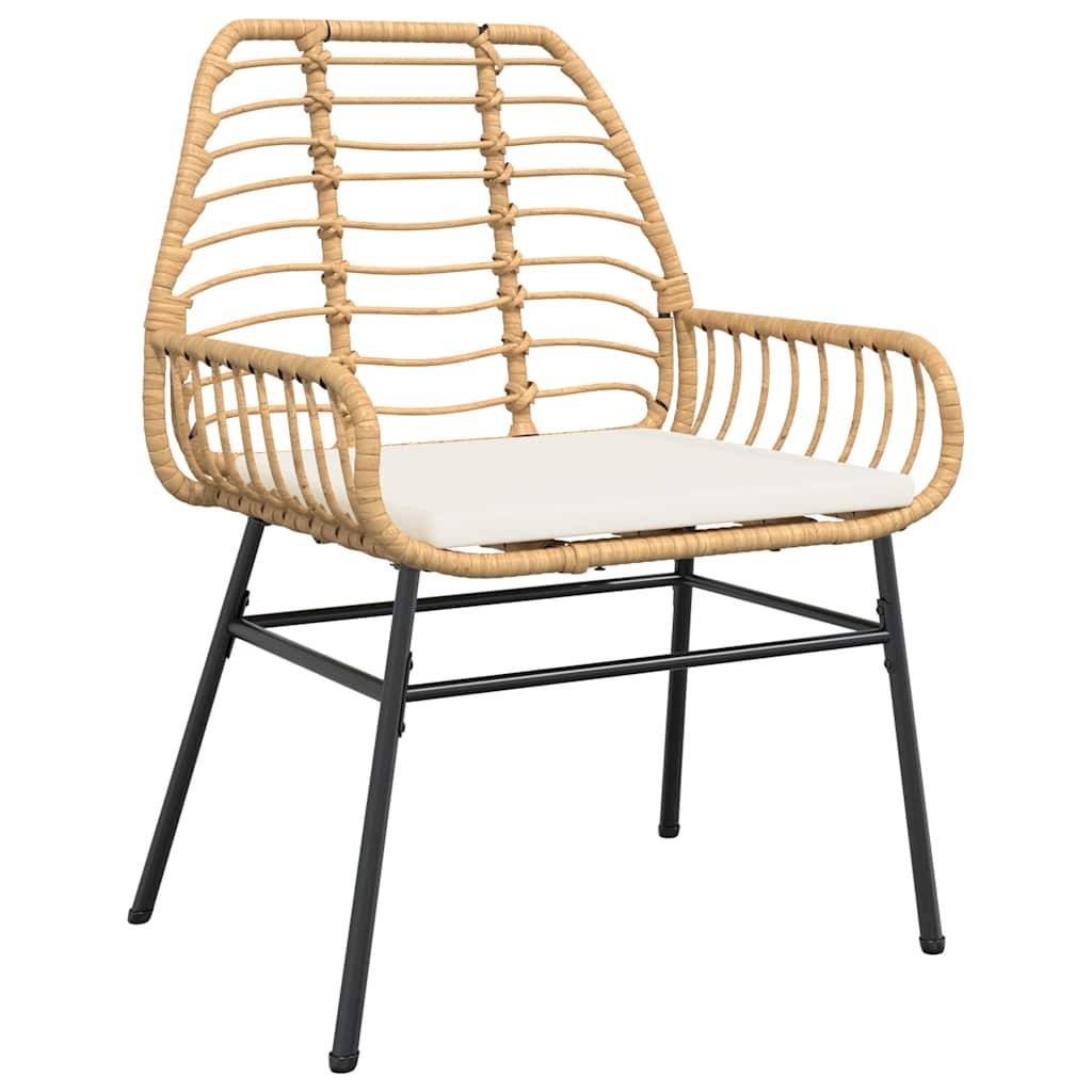 vidaXL 7-tlg. Garten-Essgruppe mit Kissen Braun Poly Rattan Glas