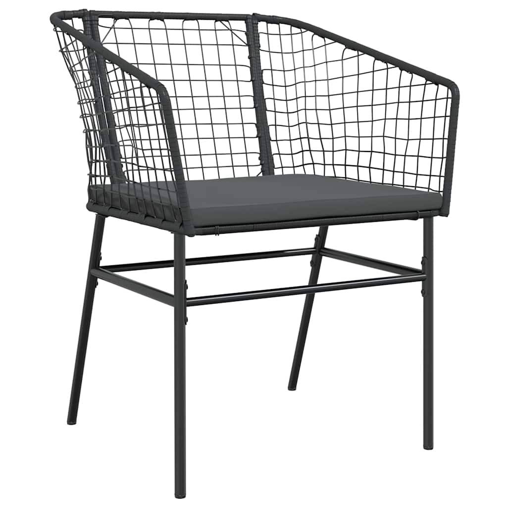 vidaXL 3-tlg. Garten-Essgruppe mit Kissen Schwarz Poly Rattan Glas