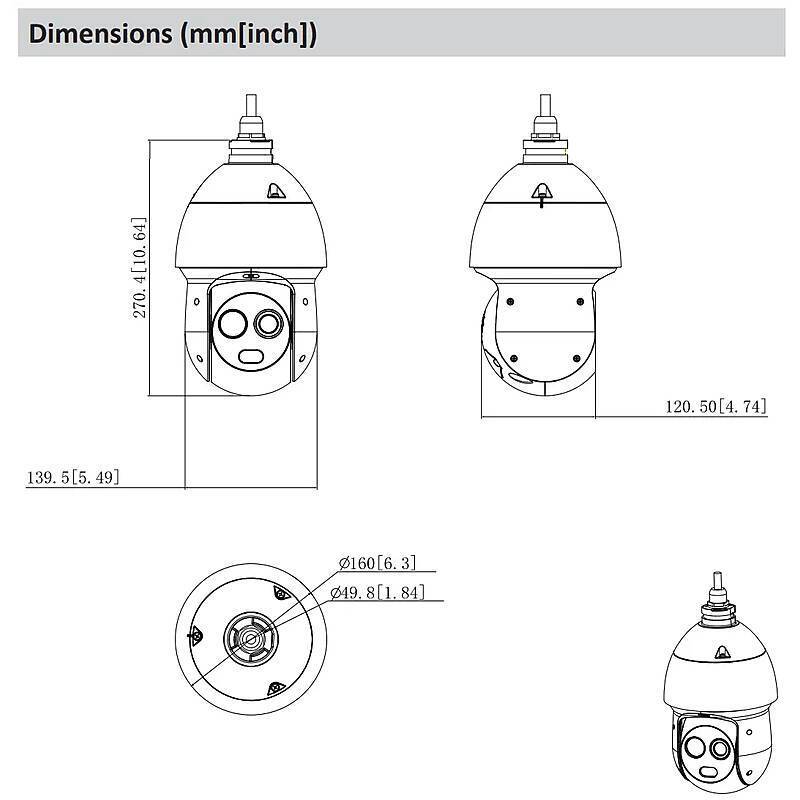 Dahua TPC-SD2241-TB7F8-DW-S2 IP-Thermal Kamera 4MP, 256 x 192 PixelPTZ Kamera, Thermal Kamera | Blickwinkel:24° (Objekt
