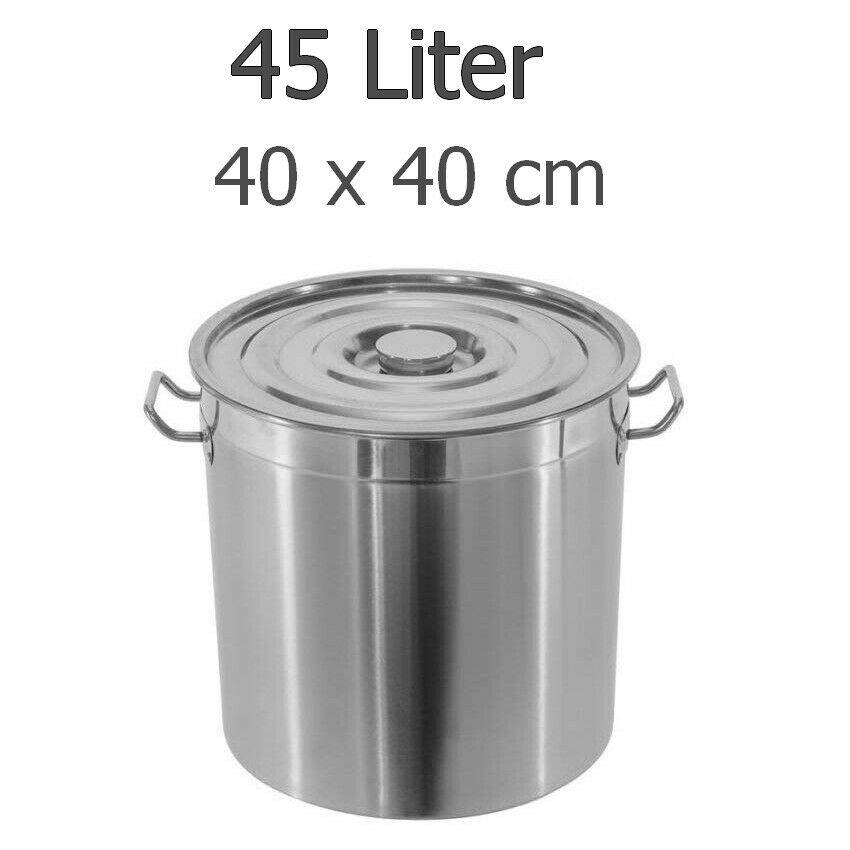 Edelstahl Kochtopf Gastronomie Küche Topf Gastrotopf Suppentopf wählbar 20L-95L 45L = 40x40cm