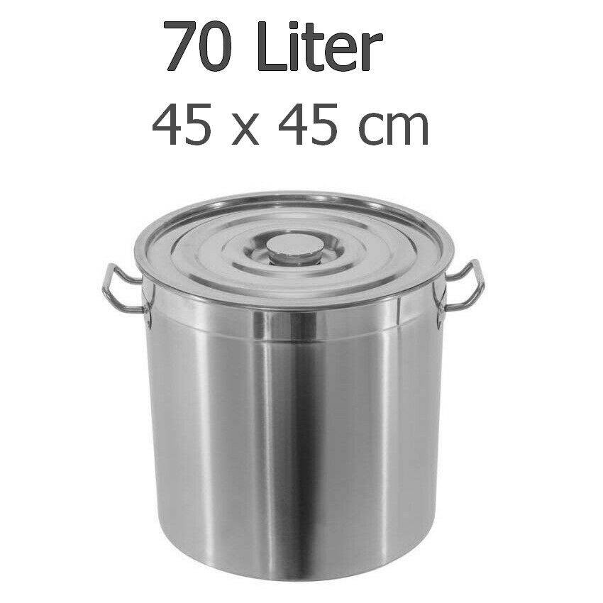 Edelstahl Kochtopf Gastronomie Küche Topf Gastrotopf Suppentopf wählbar 20L-95L 70L = 45x45cm