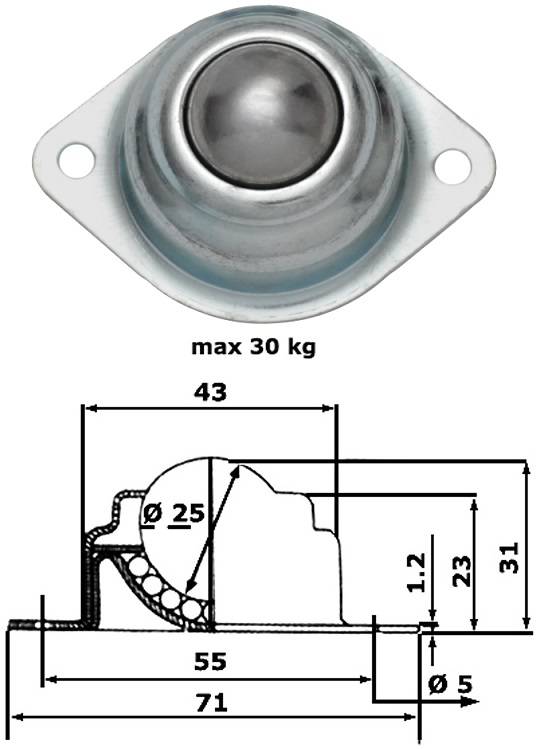 Edelstahl Kugelrolle Rollenbahn Förderband Kugelrollenlager Tragrollen Transport Modell B