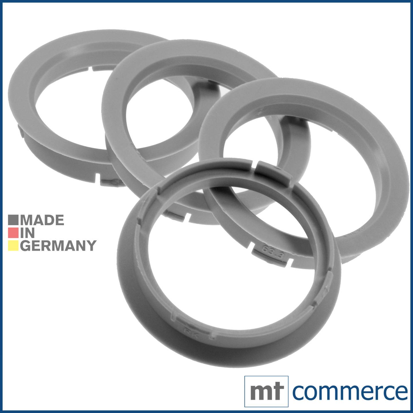 4x BRANDT Zentrierringe 63,3 x 54,1 mm Hellgrau Radnabe Felgen Ringe kompatibel mit Alutec Anzio Rial Toyota Mazda Hyundai u.a.