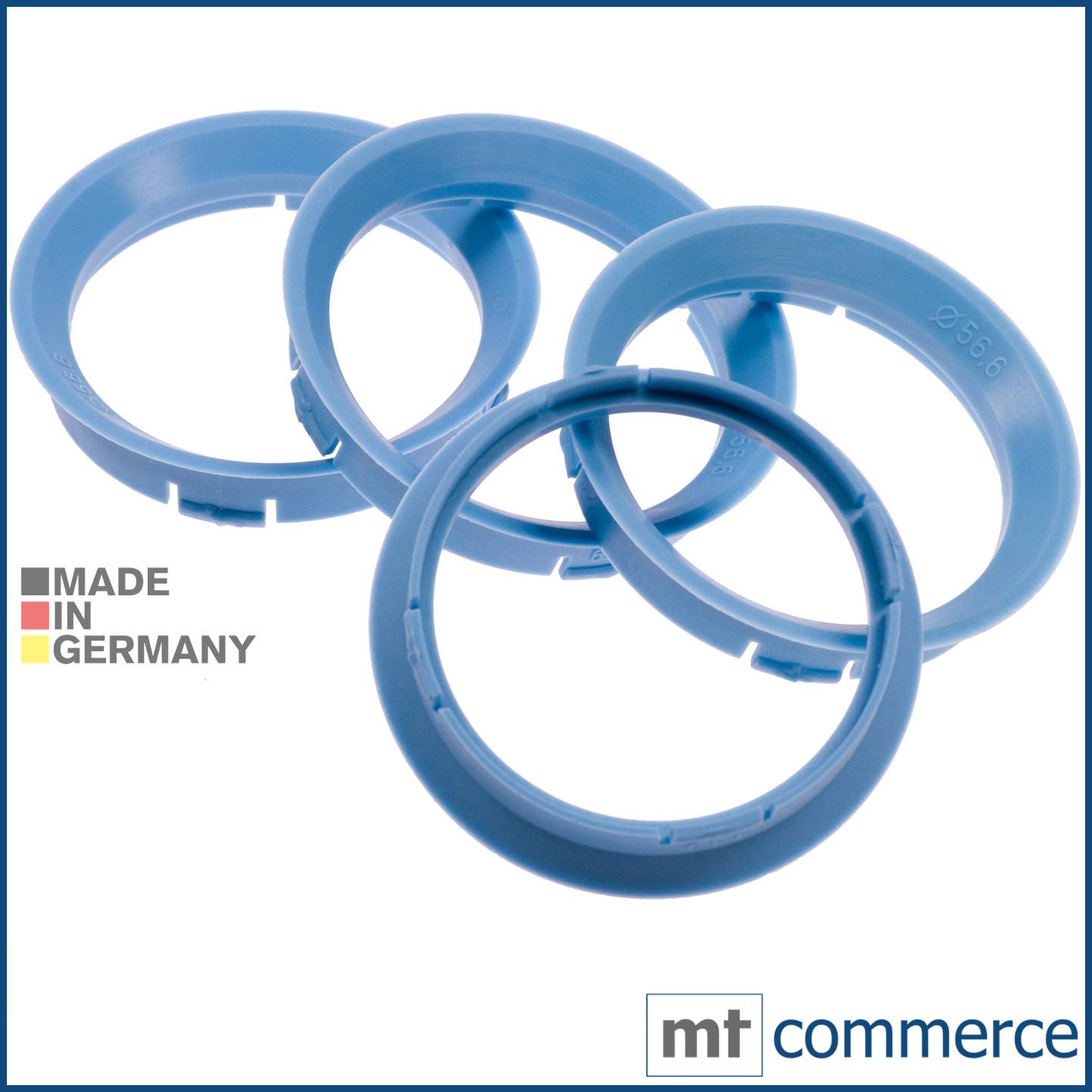 4x BRANDT Zentrierringe 63,3 x 56,6 mm hellblau Radnabe Felgen Ringe kompatibel mit Alutec Rial ATS Anzio Opel Fiat Daewoo u.a.