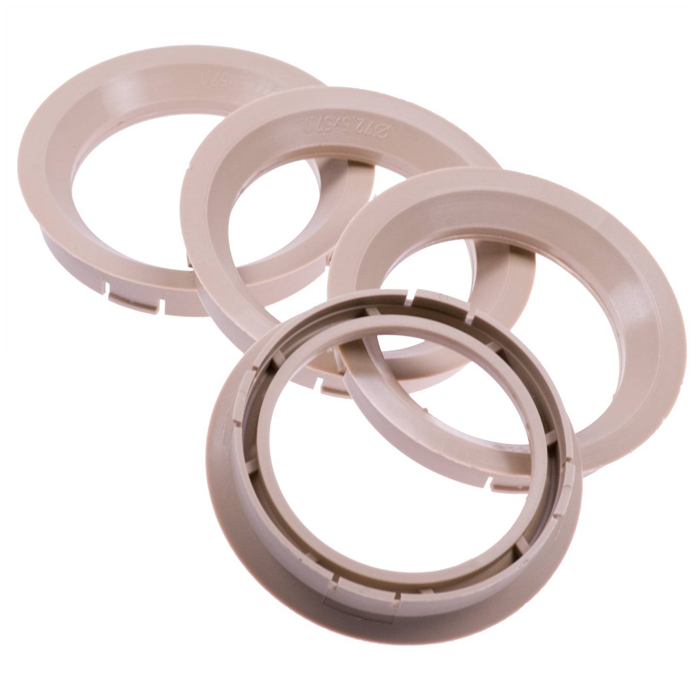 4x BRANDT Zentrierringe 72,5 x 57,1 mm beige Radnabe Felgen Ringe