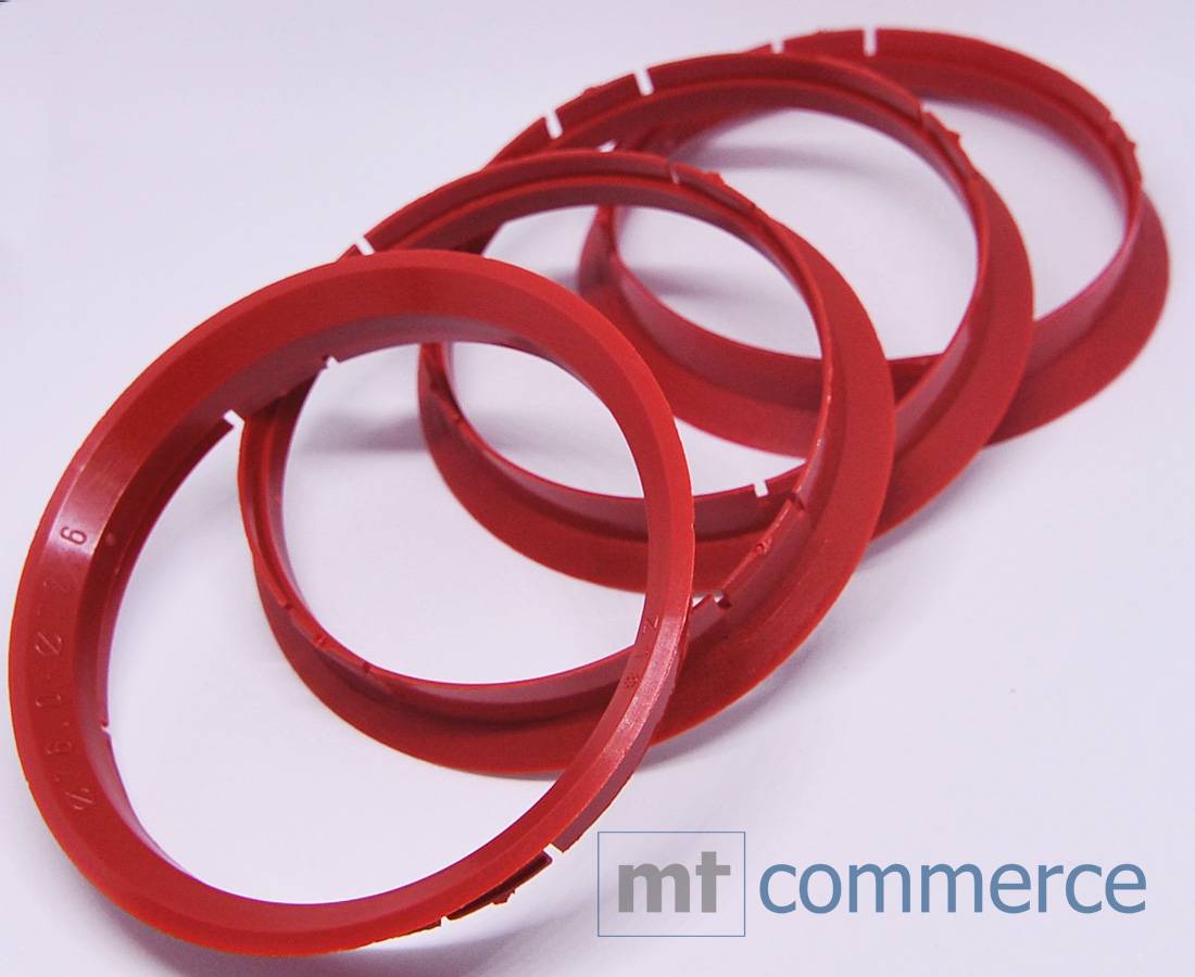 4x BRANDT Zentrierringe 76,0 x 72,6 mm rot Radnabe Felgen Ringe