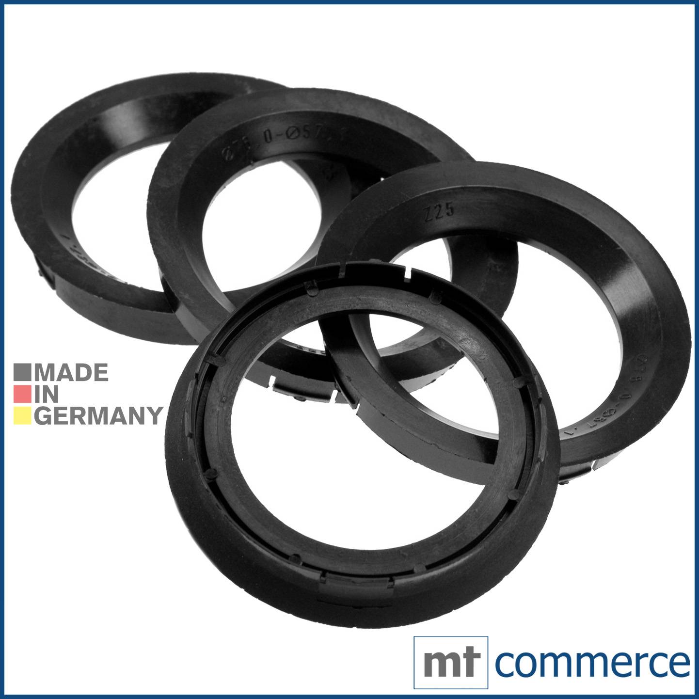 4x BRANDT Zentrierringe 76,0 x 57,1 mm schwarz Radnabe Felgen Ringe