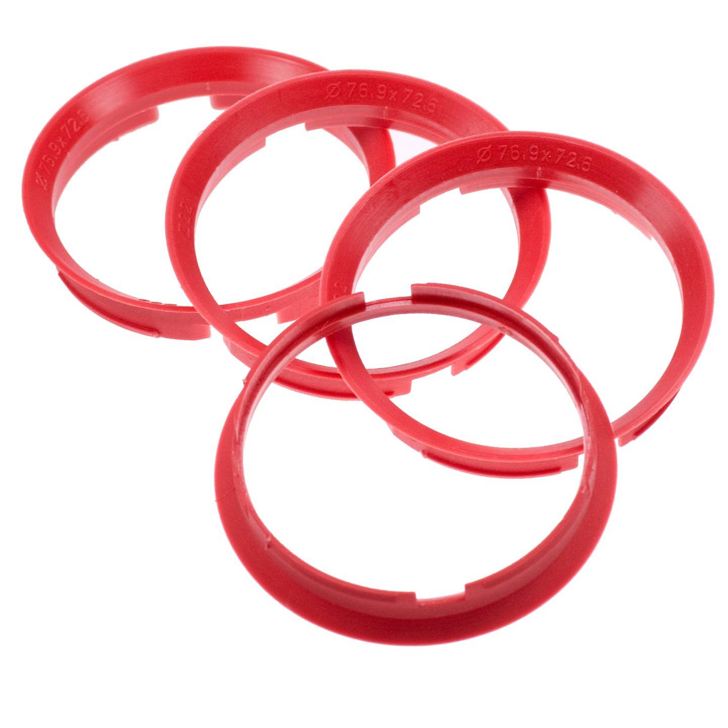 4x BRANDT Zentrierringe 76,9 x 72,6 mm kirschrot Radnabe Felgen Ringe