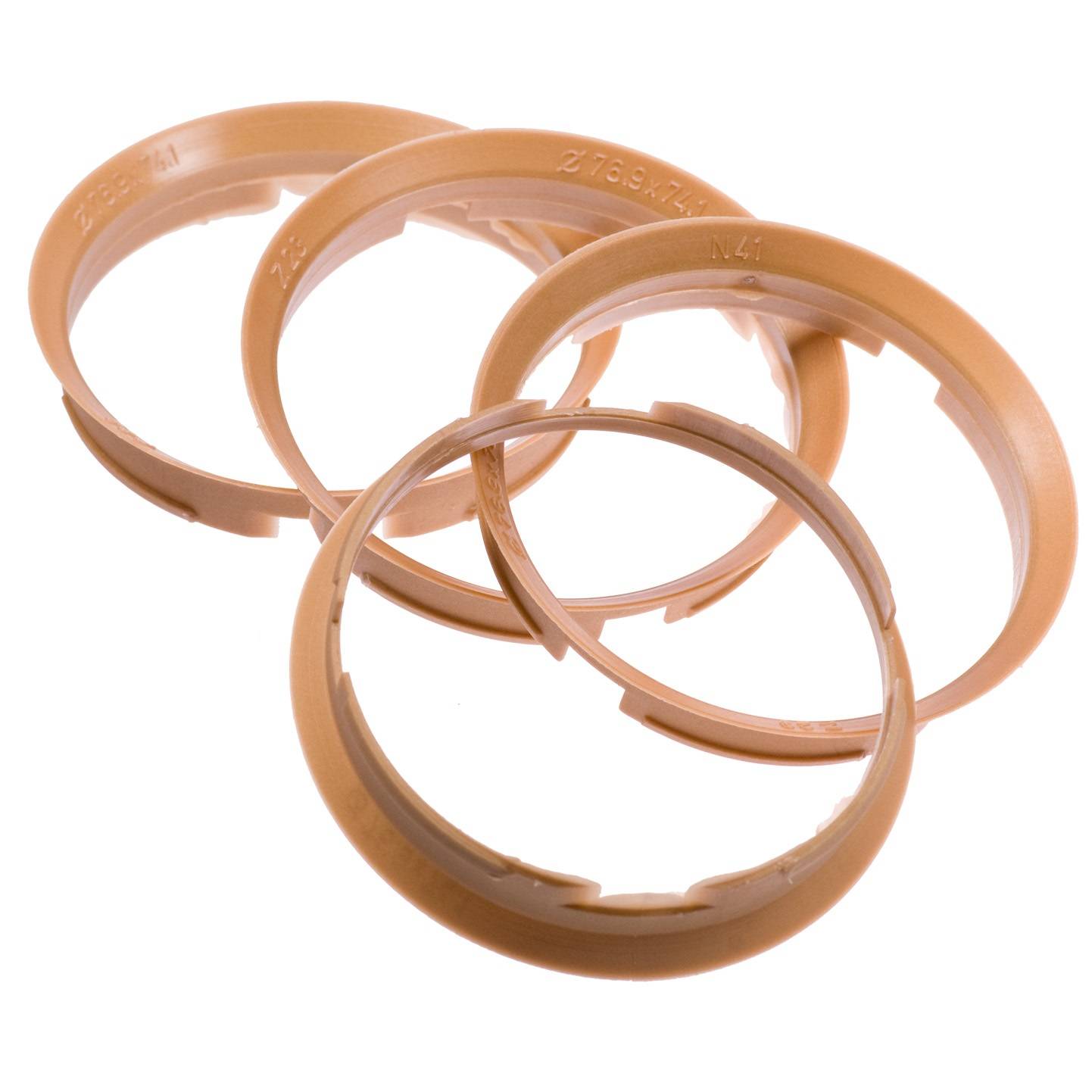 4x BRANDT Zentrierringe 76,9 x 74,1 mm Messing Radnabe Felgen Ringe