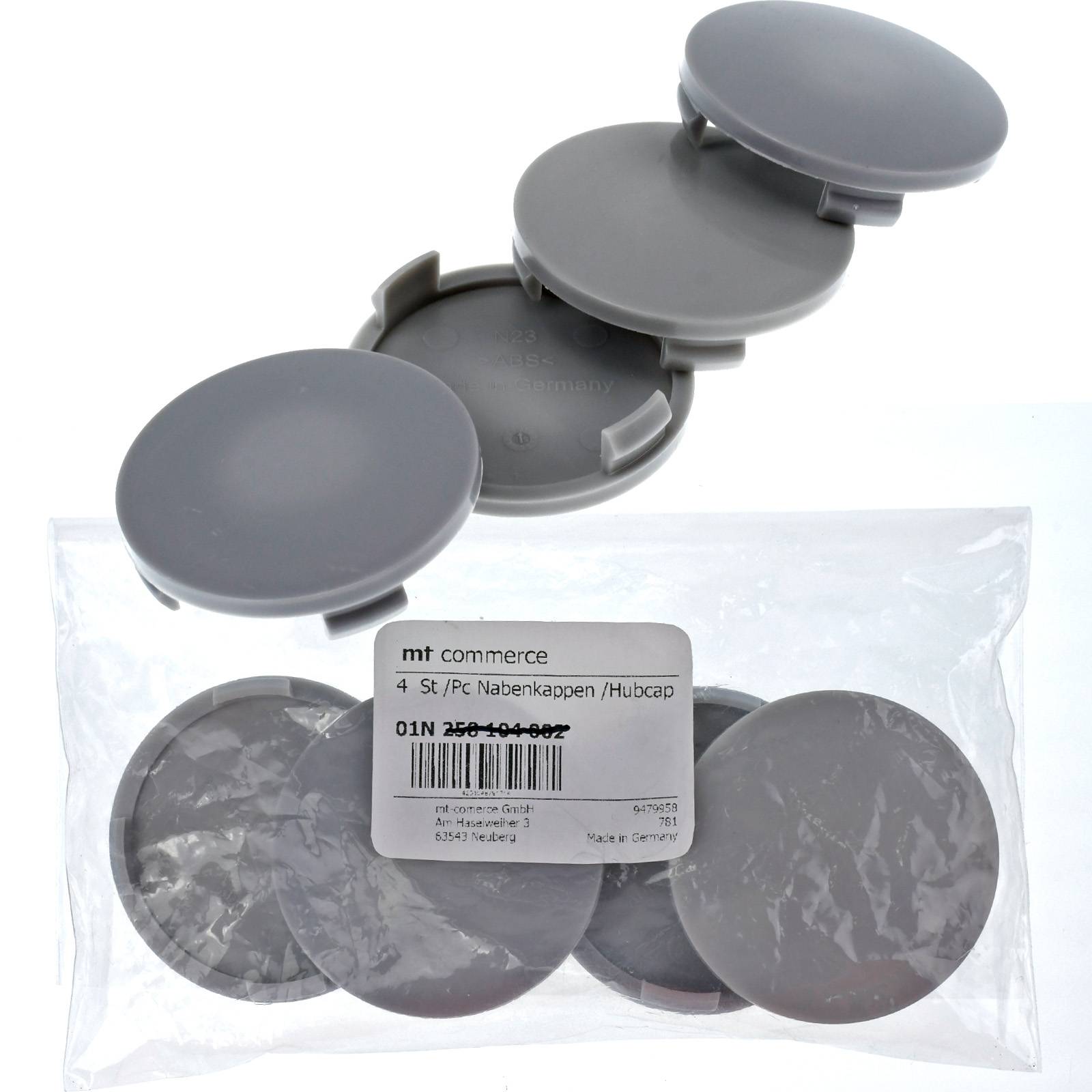 4x BRANDT Nabenkappen AD: 60 x H: 9 ID: 56 mm Felgen Deckel Kappen Grau Gewölbt kompatibel mit Alutec Rial Anzio