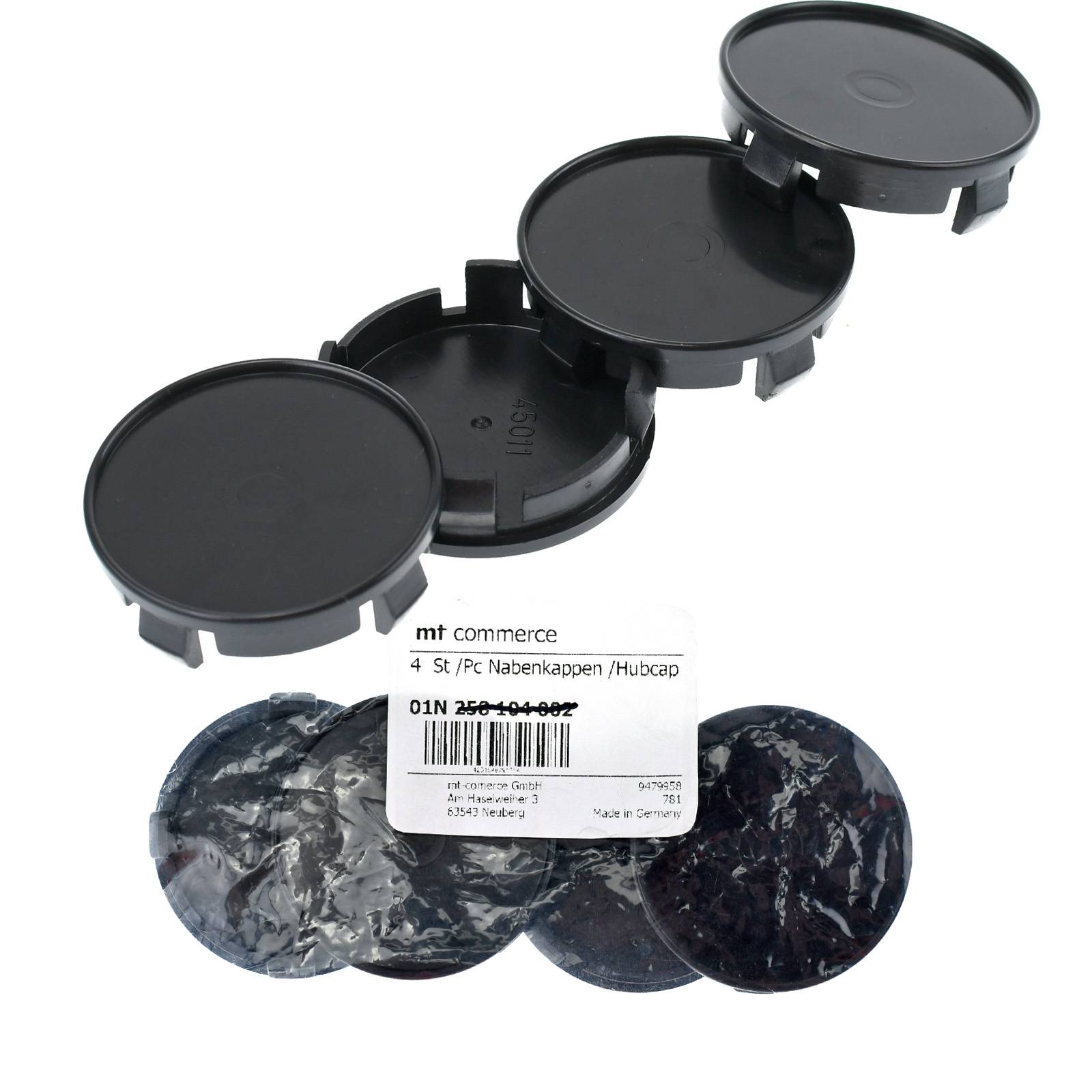 4x BRANDT Nabenkappen AD: 53,6 x H: 12,8 ID: 50,7 mm Felgen Deckel Radnaben Kappen Schwarz Flach kompatibel mit RH Felgen