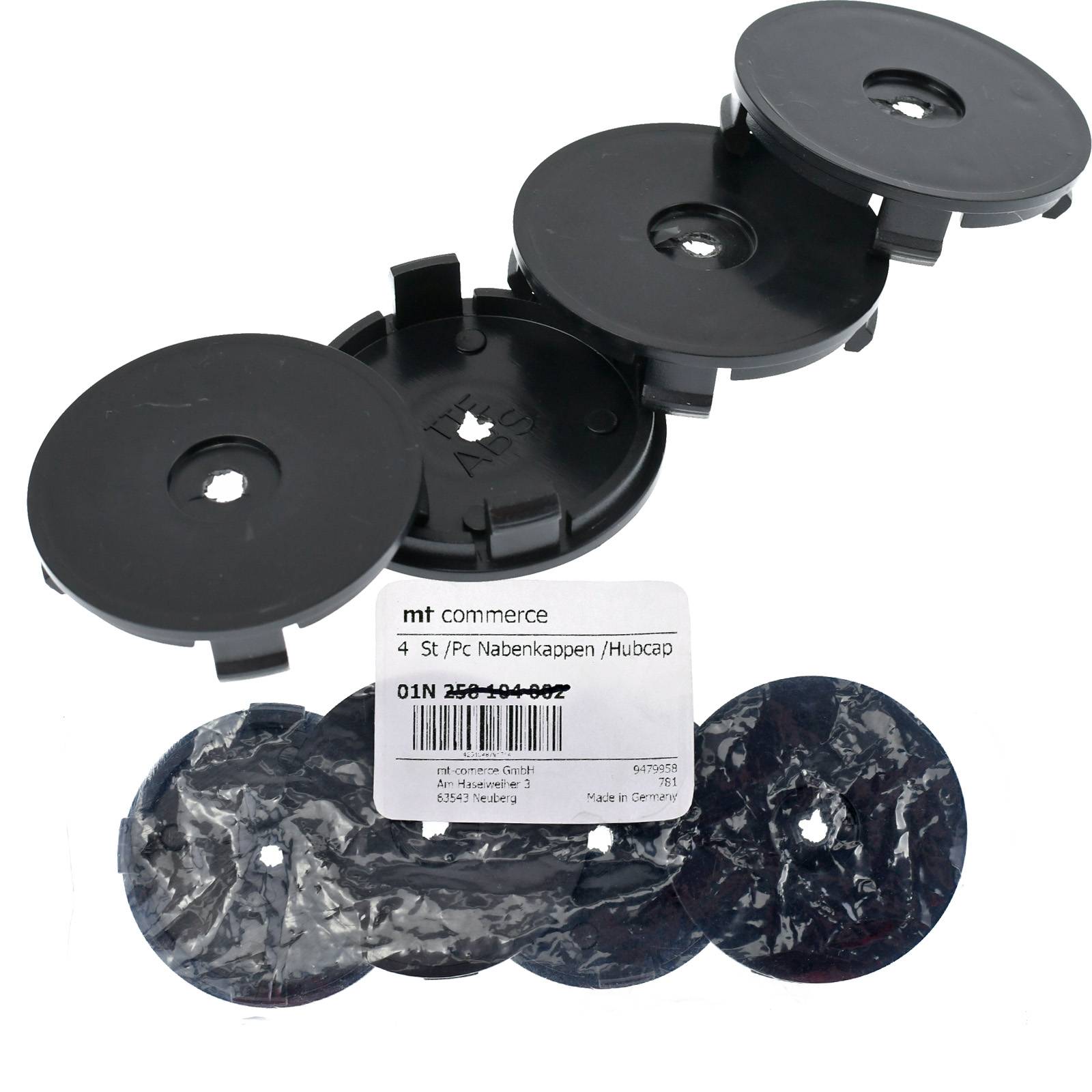 4x BRANDT Nabenkappen AD: 55,5 x H: 10,9 ID: 52,7 mm Felgen Deckel Radnaben Kappen Schwarz Flach kompatibel mit Borbet