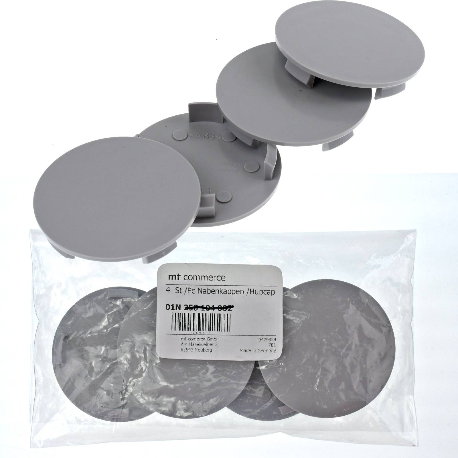 4x BRANDT Nabenkappen AD: 63,5 x H: 10 ID: 57,7 mm Felgen Deckel Radnaben Kappen Grau Flach kompatibel mit Ronal Felgen