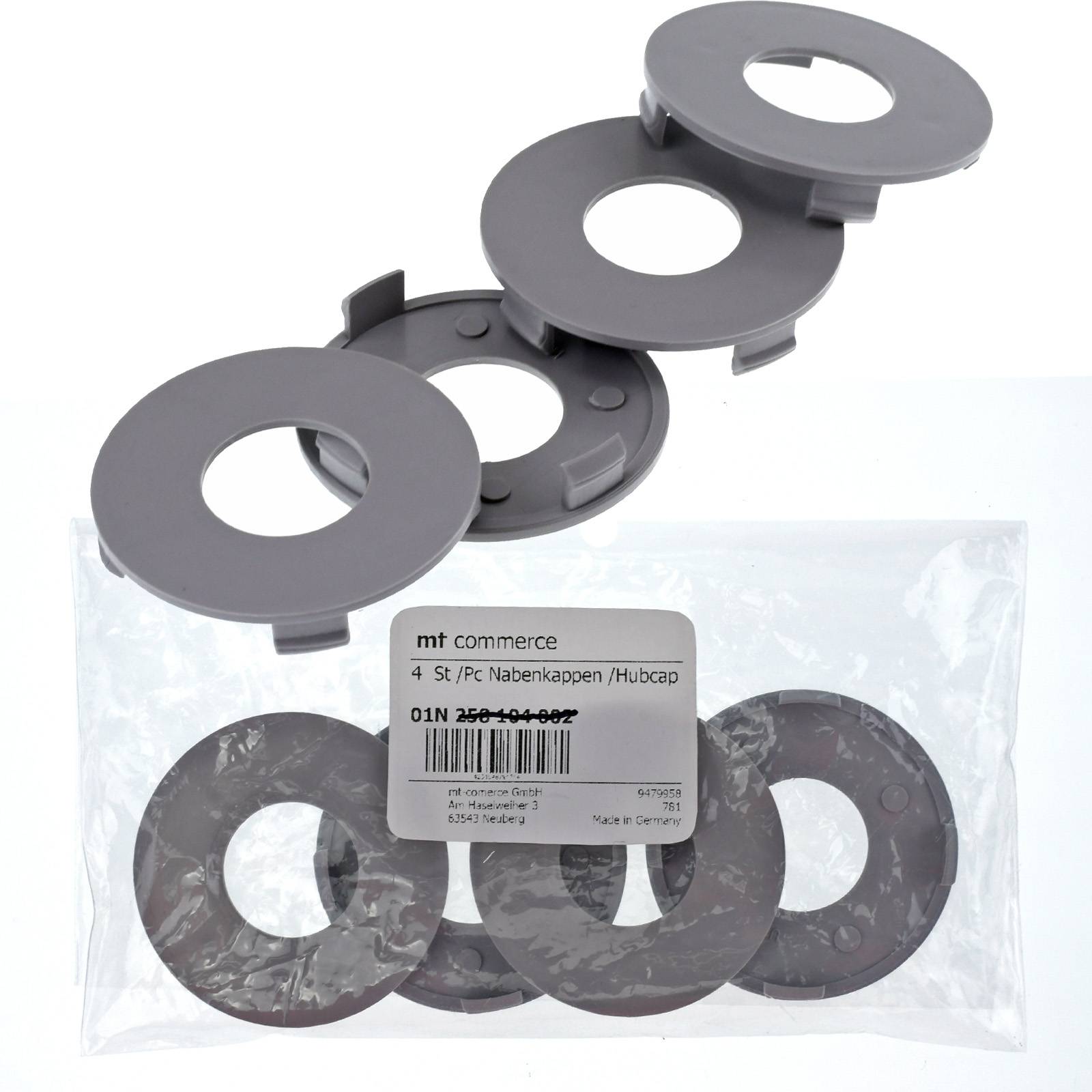 4x BRANDT Nabenkappen AD: 59,2 x H: 8,4 ID: 56,8 mm Felgen Deckel Radnaben Kappen Grau Flach kompatibel mit DBV Felgen