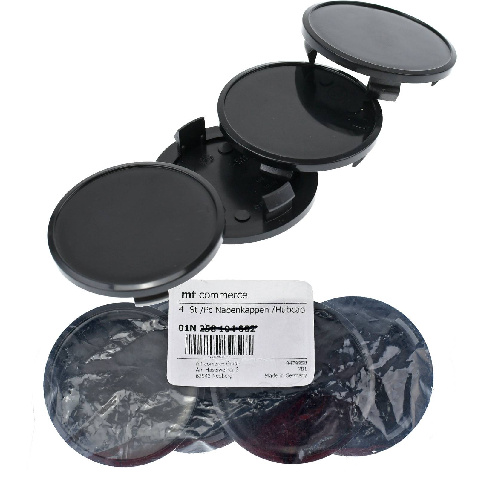 4x BRANDT Nabenkappen AD: 65,8 x H: 11,5 ID: 56 mm Felgen Deckel Radnaben Kappen Schwarz Flach kompatibel mit VW BEETLE EOS TIGUAN T5 GOLF II III