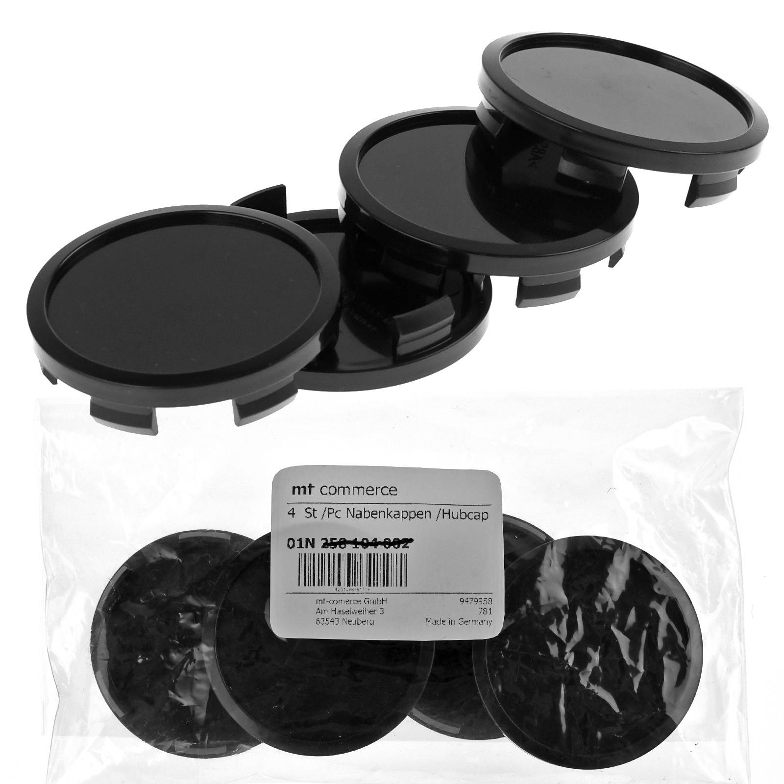 4x BRANDT Nabenkappen AD: 58,3 x H: 8 ID: 54,5 mm Felgen Deckel Radnaben Kappen Schwarz Flach kompatibel mit RH Felgen