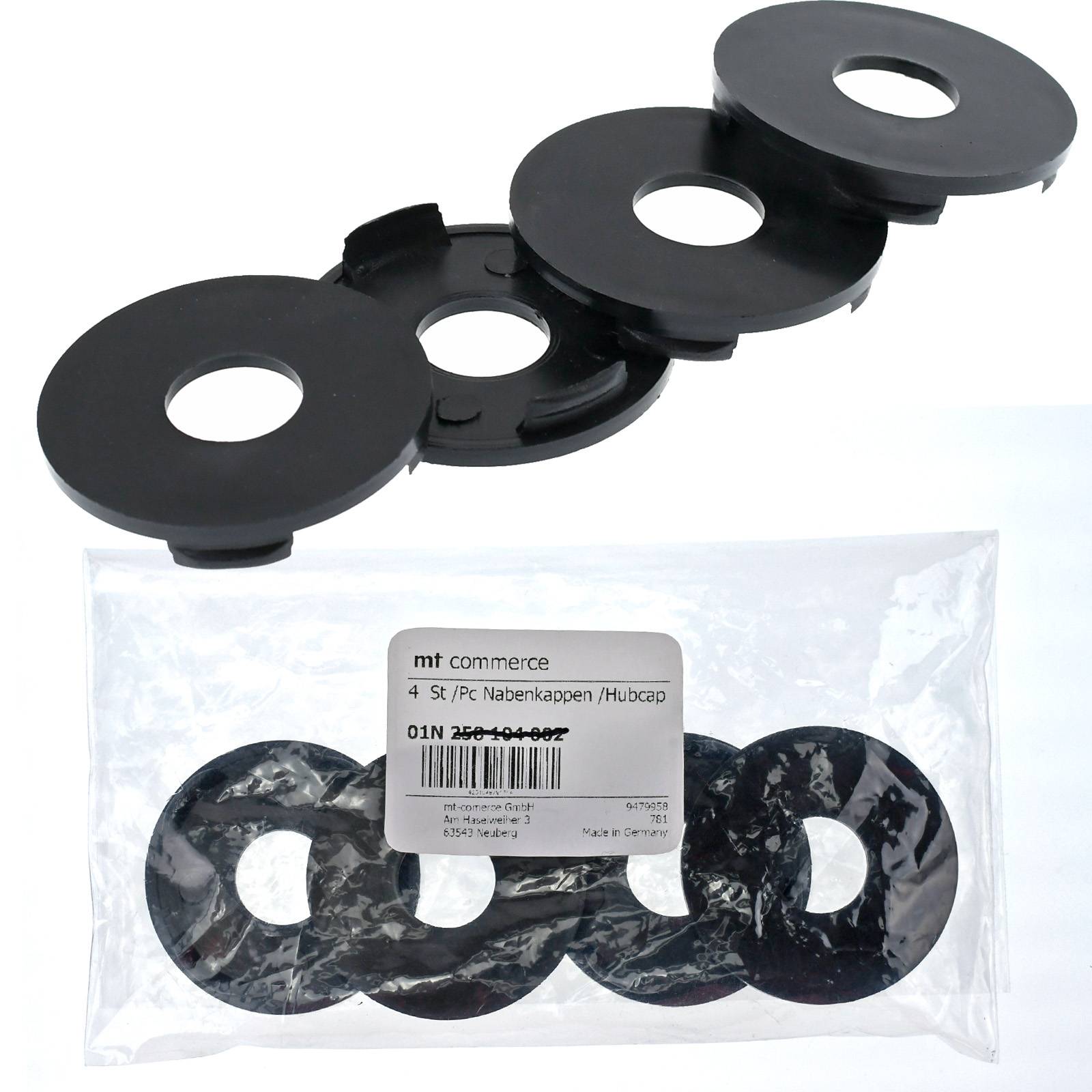 4x BRANDT Nabenkappen AD: 54,1 x H: 6,5 ID: 49,7 mm Felgen Deckel Radnaben Kappen Schwarz Flach kompatibel mit Brock Felgen