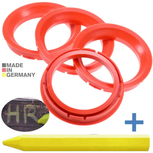 4x BRANDT Zentrierringe 73,0 x 57,1 mm Rot Radnabe Felgen Ringe + 1x Reifen Kreide Fett Stift 4x BRANDT Zentrierringe 73,0 x 57,1 mm Rot Radnabe Felgen Ringe + 1x Reifen Kreide Fett Stift